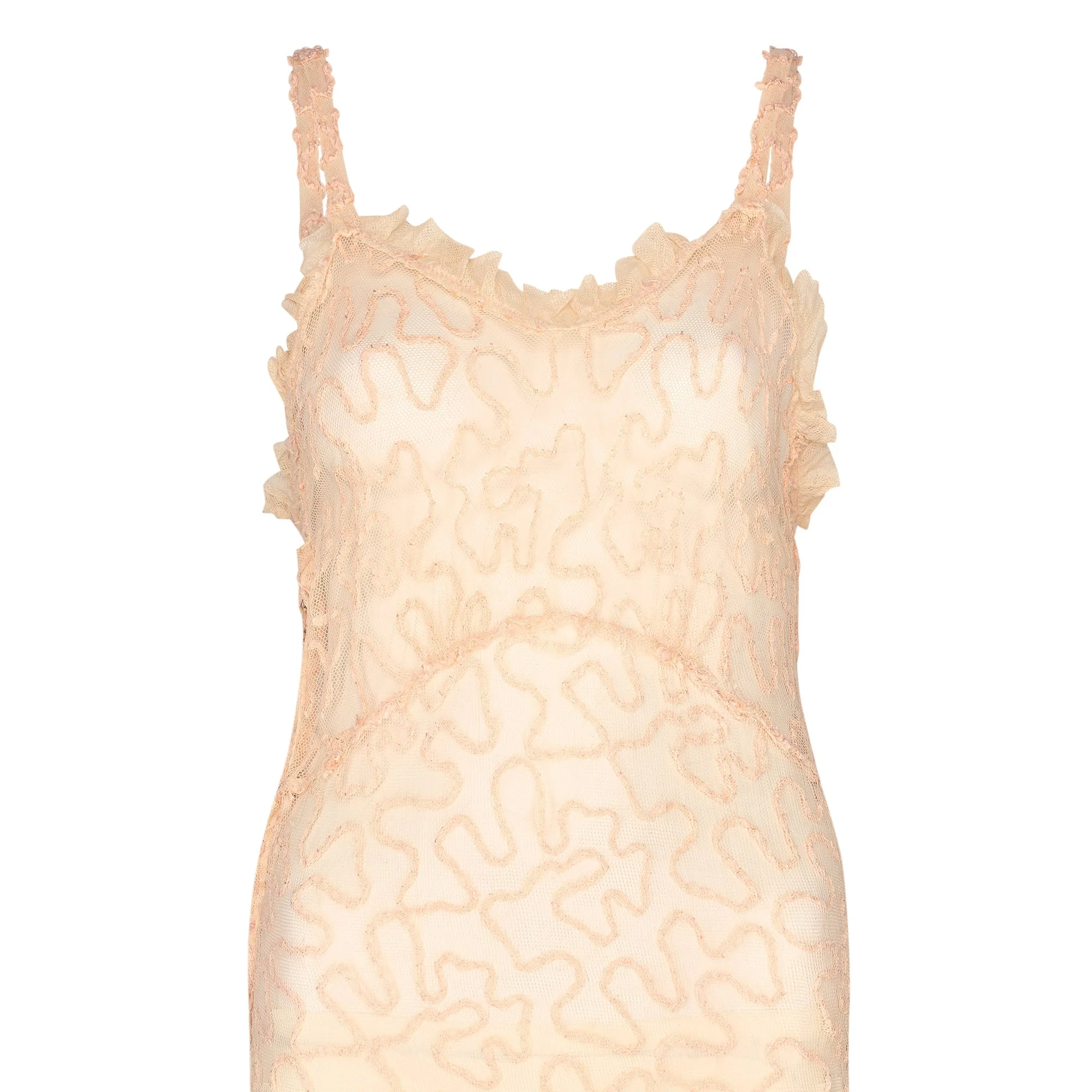 1930s Pale Pink Sheer Ribbonwork Dress and Short-Sleeve Jacket - Image 5