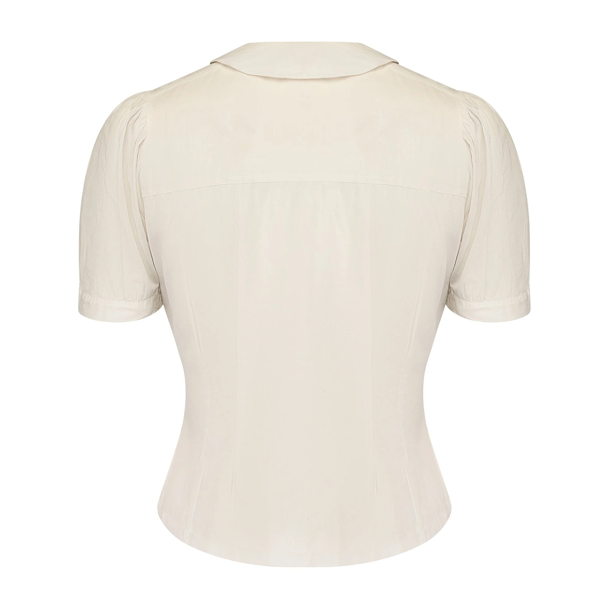 1930s White Cotton Pin Tuck Blouse with Peter Pan Collar - Image 3