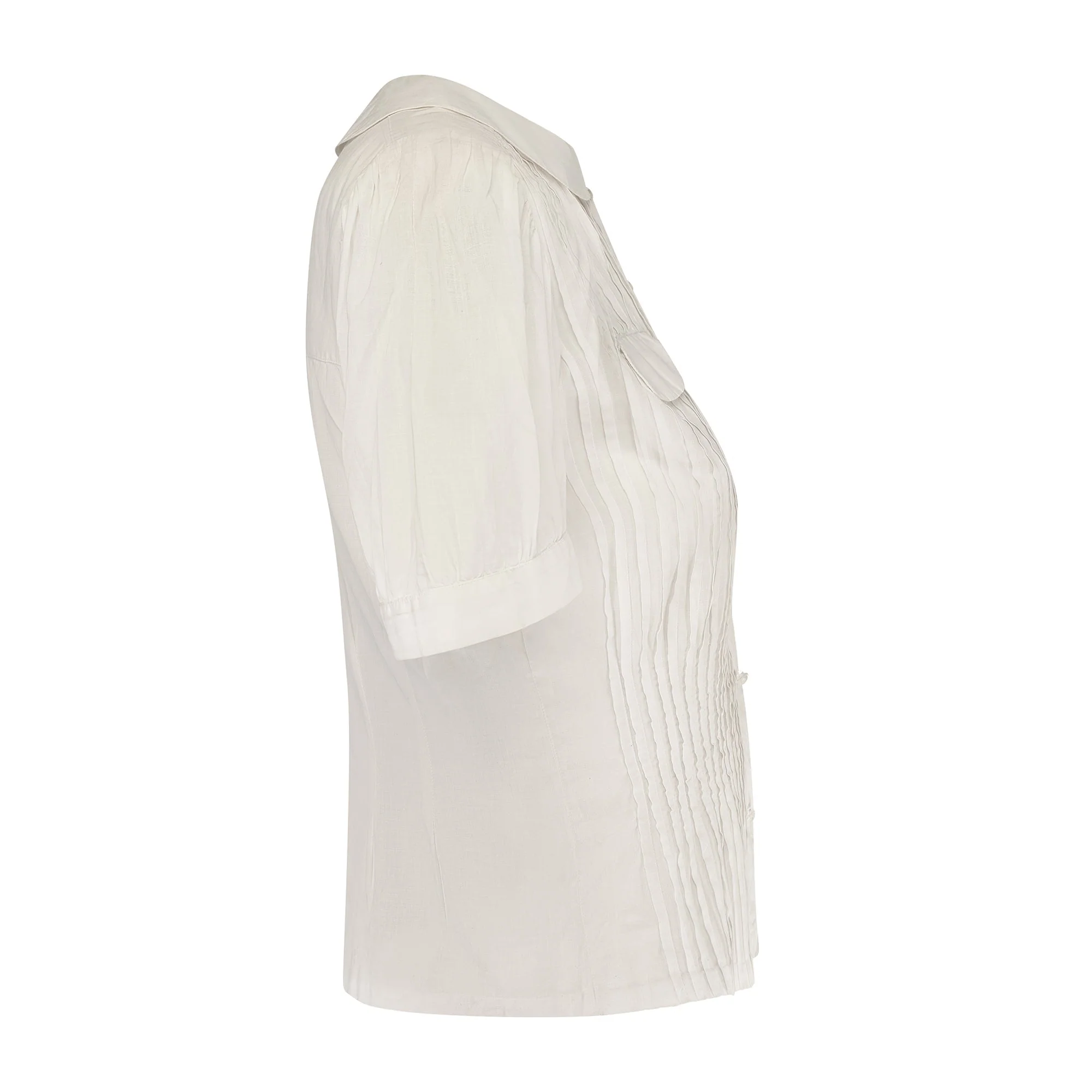 1930s White Cotton Pin Tuck Blouse with Peter Pan Collar - Image 6