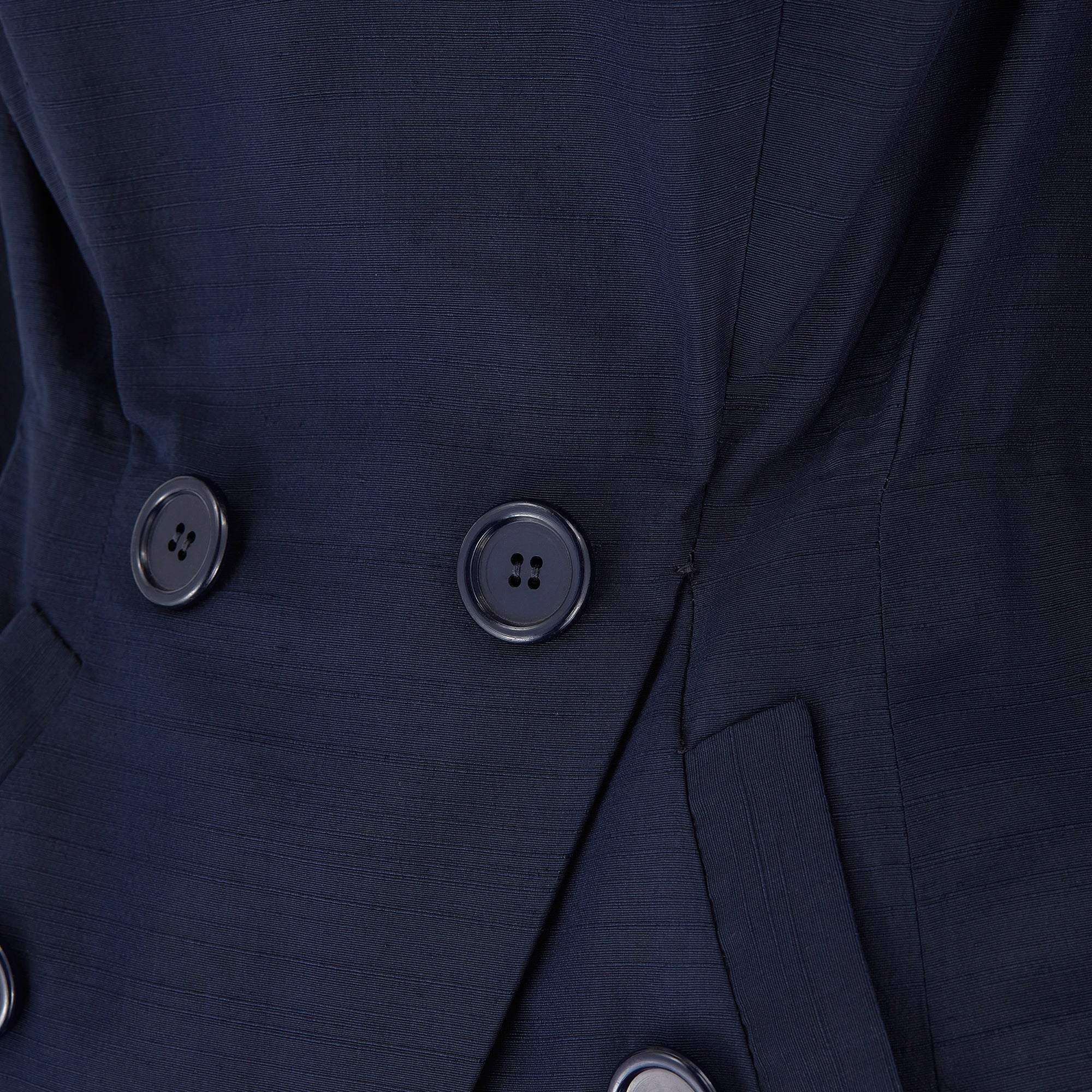 1950s Navy Silk Couture Bar Jacket with Button Pocket - Image 4