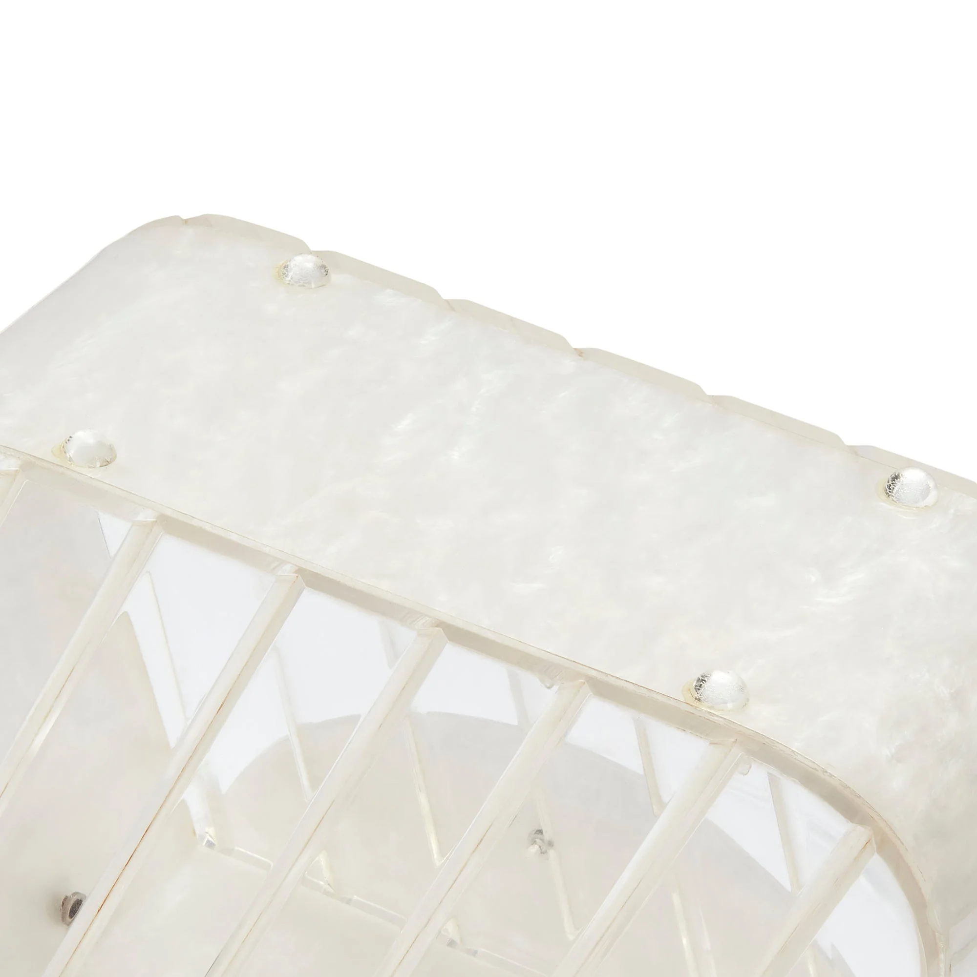 1950s Pearlescent Trapeze Clear Lucite Top Handle Bag - Image 4