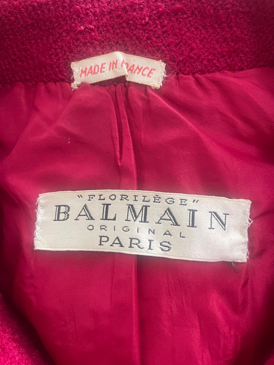1960s Balmain Demi Couture Red Boucle Wool Coat - Image 20