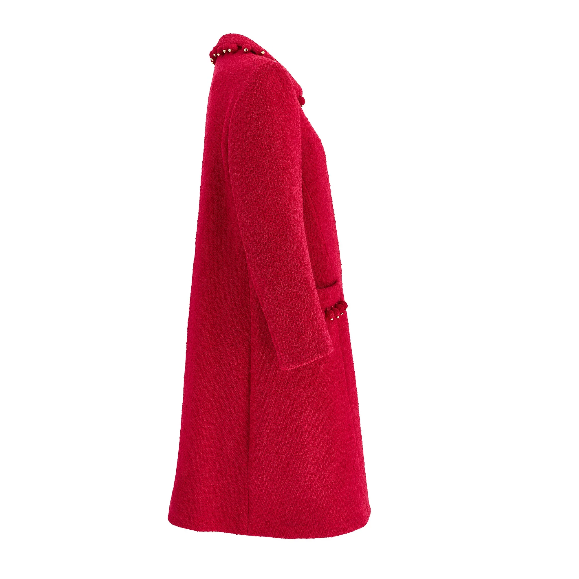 1960s Balmain Demi Couture Red Boucle Wool Coat - Image 7