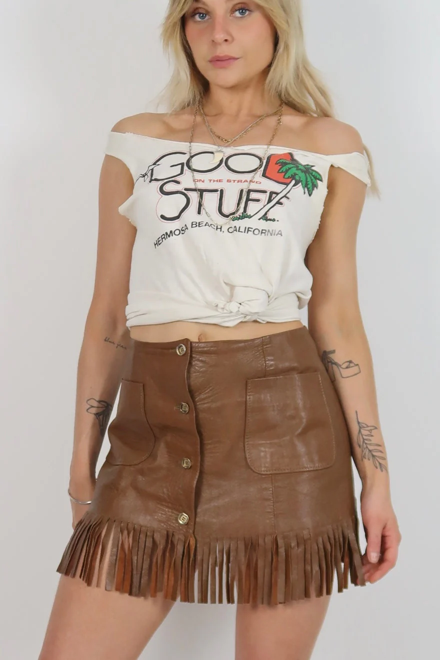 1960s Brown leather skirt - Image 7