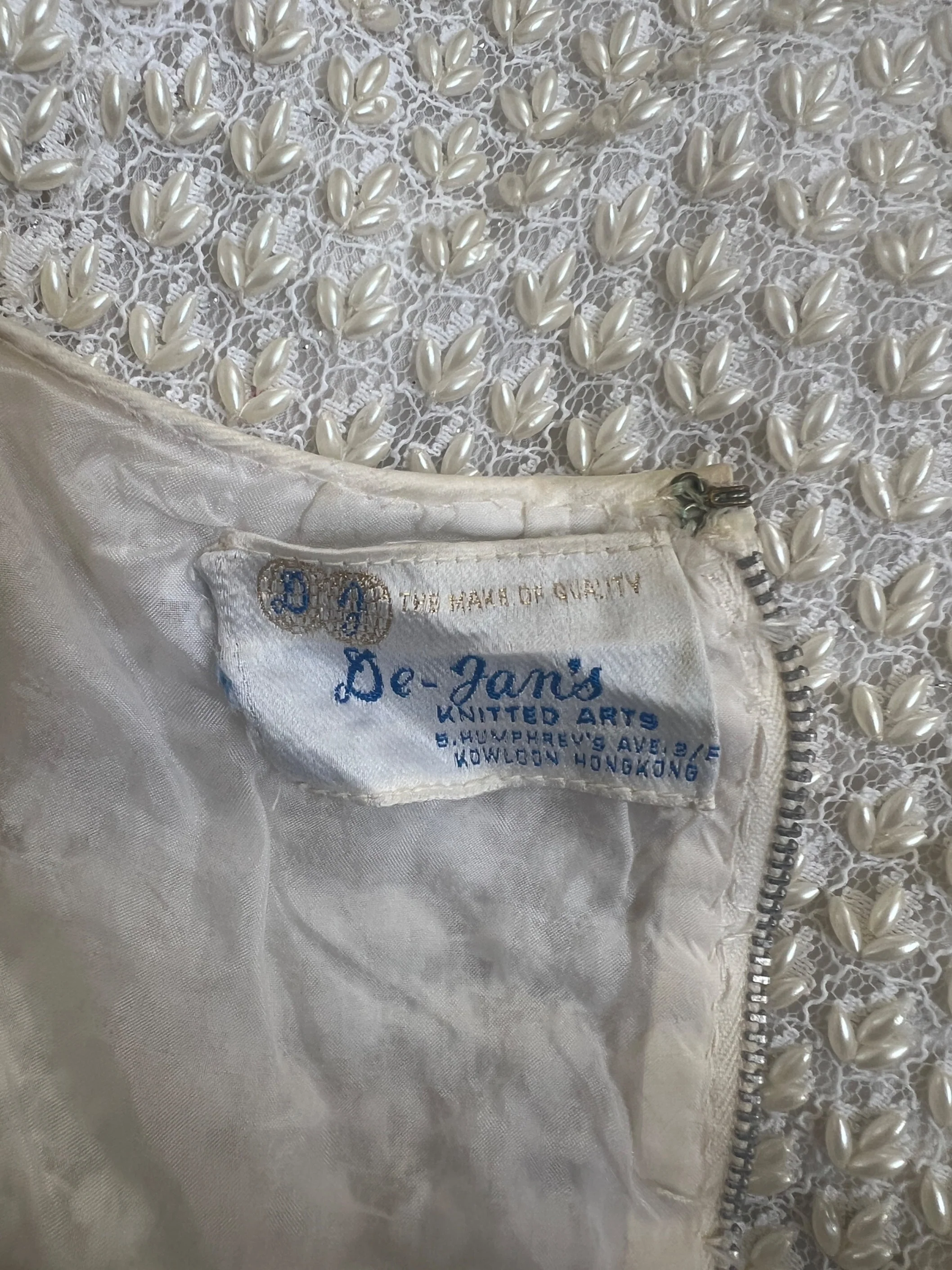 1960s De-Jans Pearl White Beaded Top and Skirt - Image 7