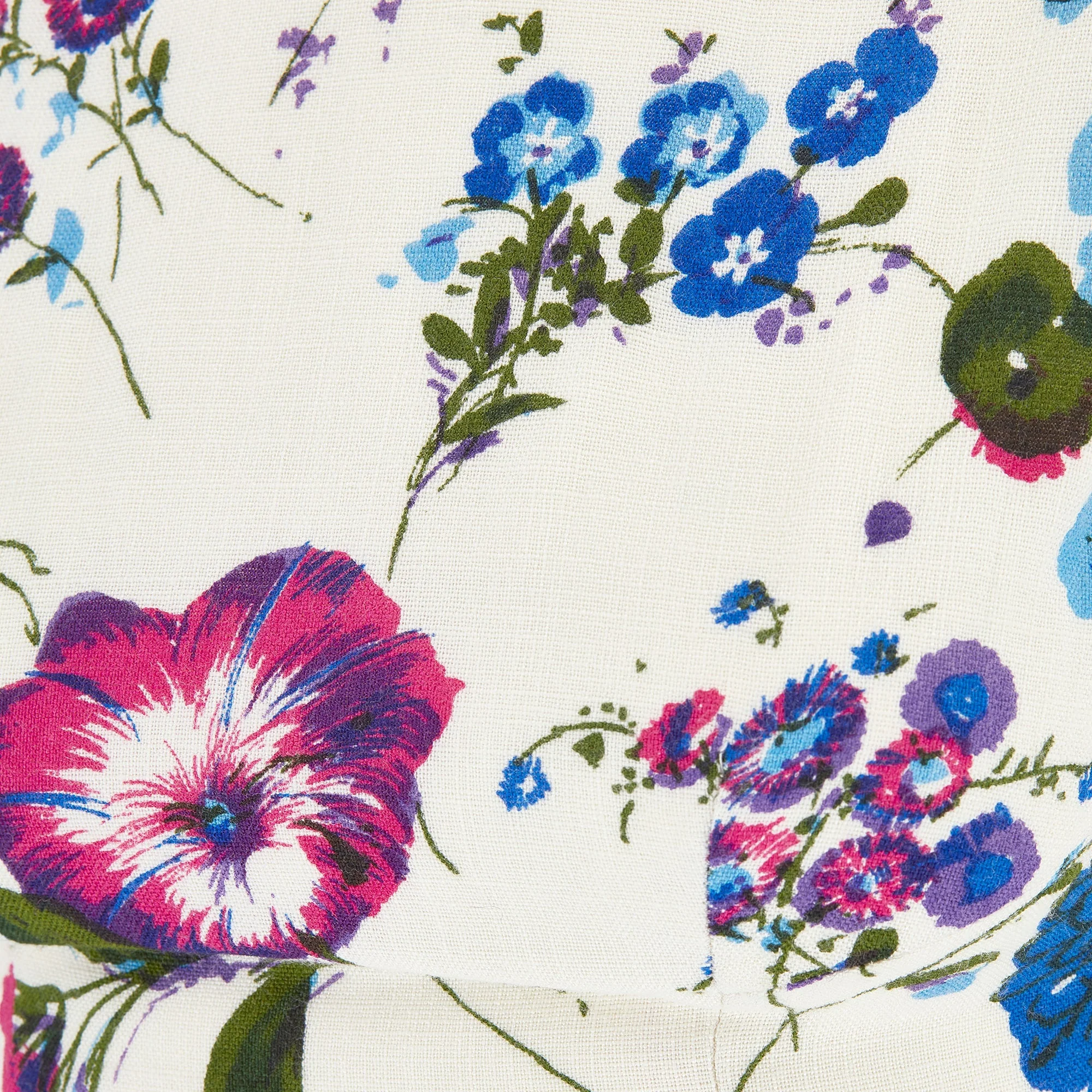 1960s Edward Abbott Cream Dress with Purple and Blue Florals - Image 4