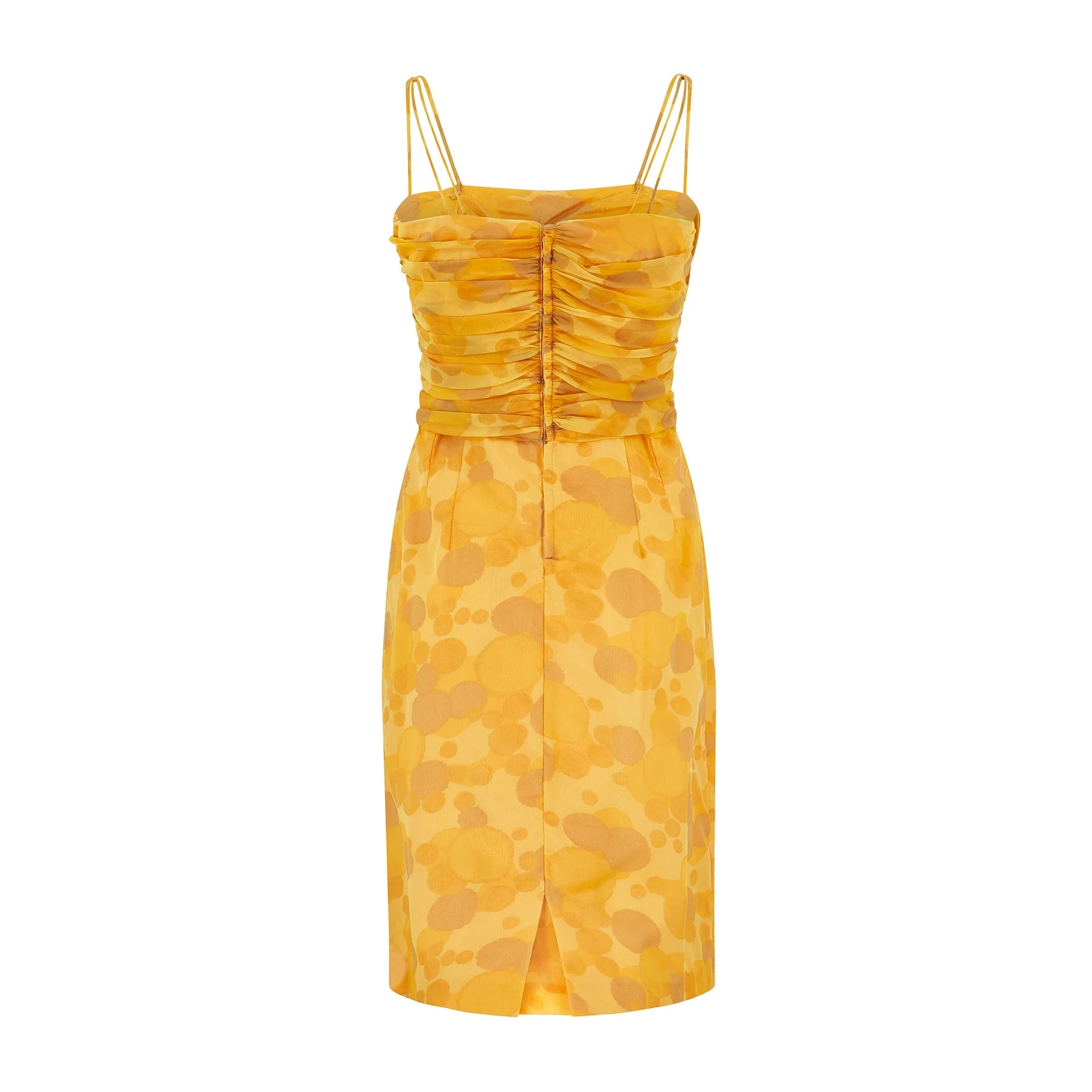 1960s Lee Delman Bubble Print Yellow Chiffon Dress - Image 3