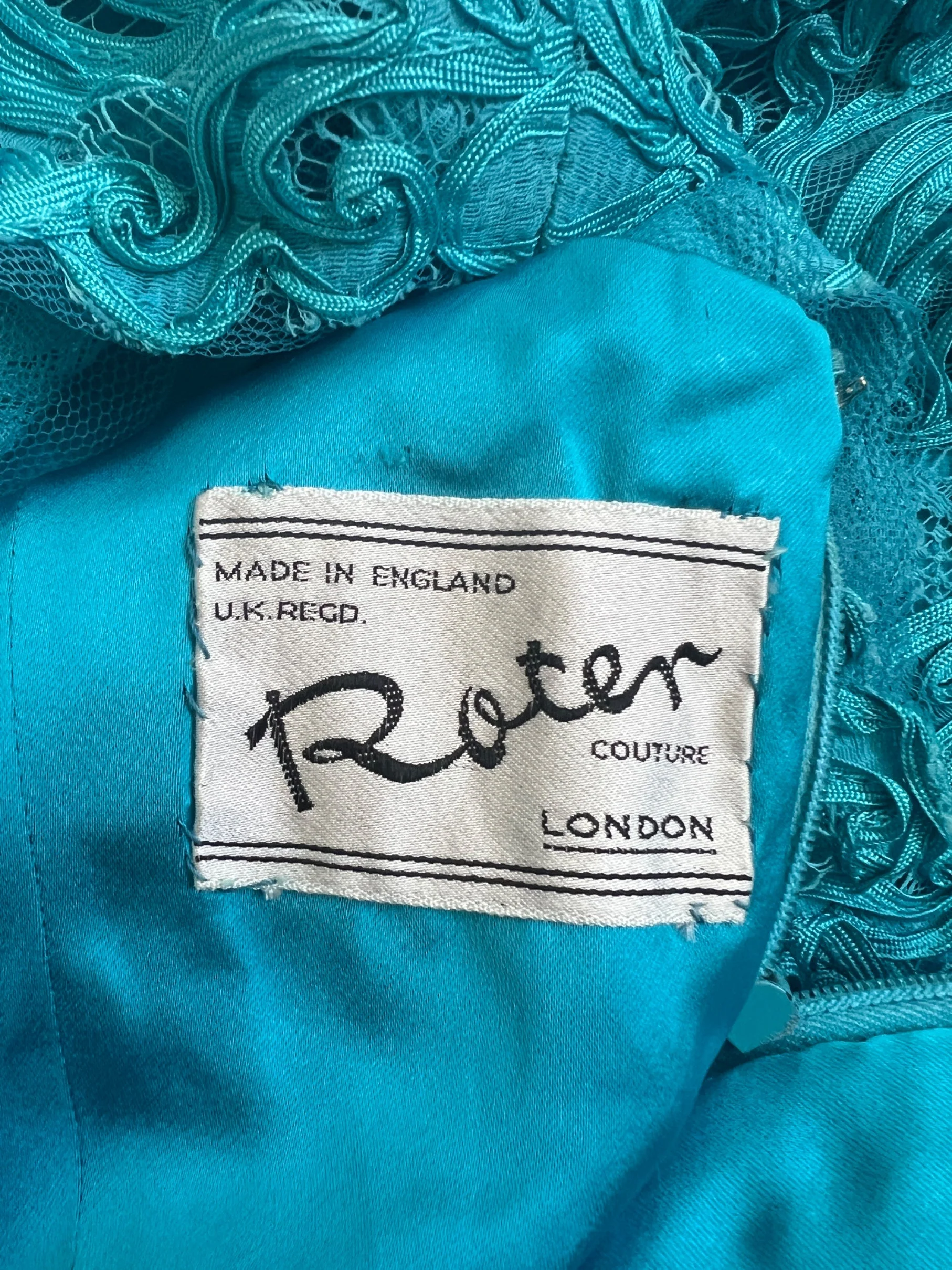 1960s Roter Couture Turquoise Ribbonwork Short-Sleeve Dress - Image 5