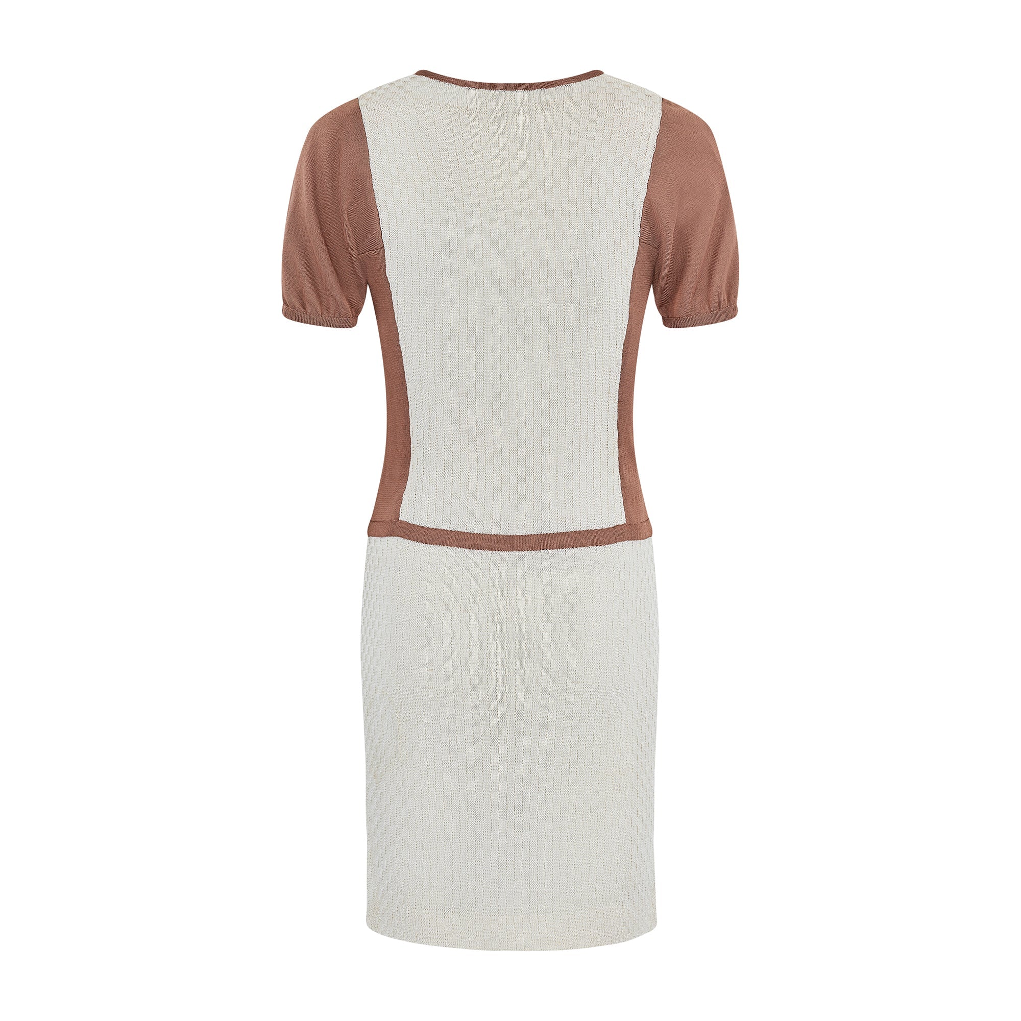 1970s Avagoff Italian Knit Brown and Cream Polo-Shirt Dress - Image 3