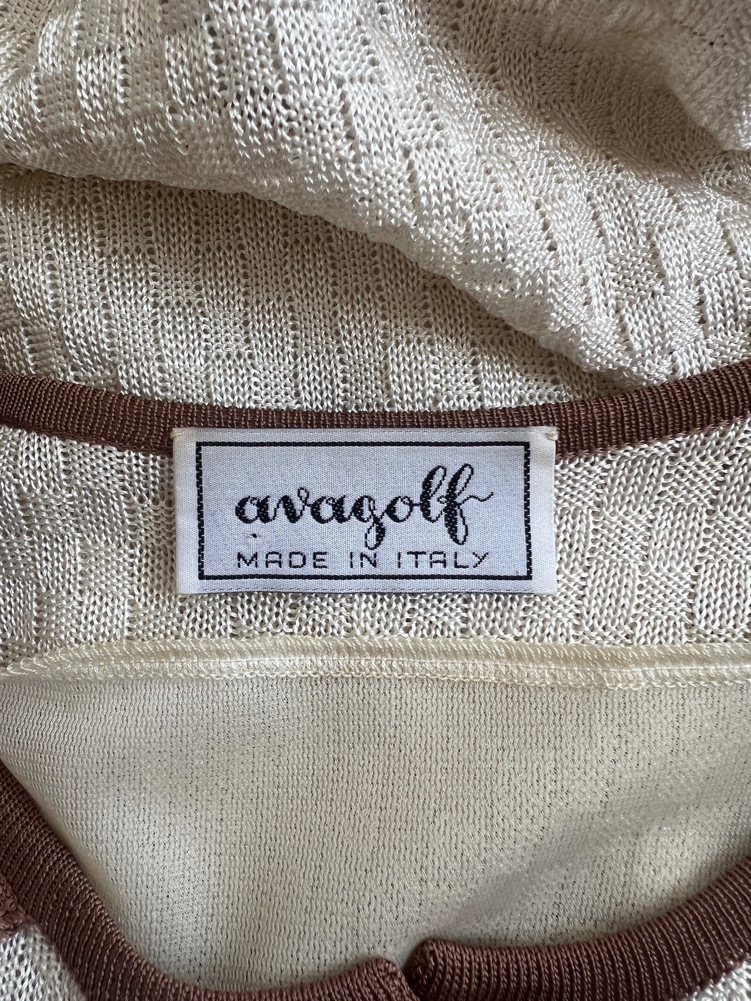 1970s Avagoff Italian Knit Brown and Cream Polo-Shirt Dress - Image 5