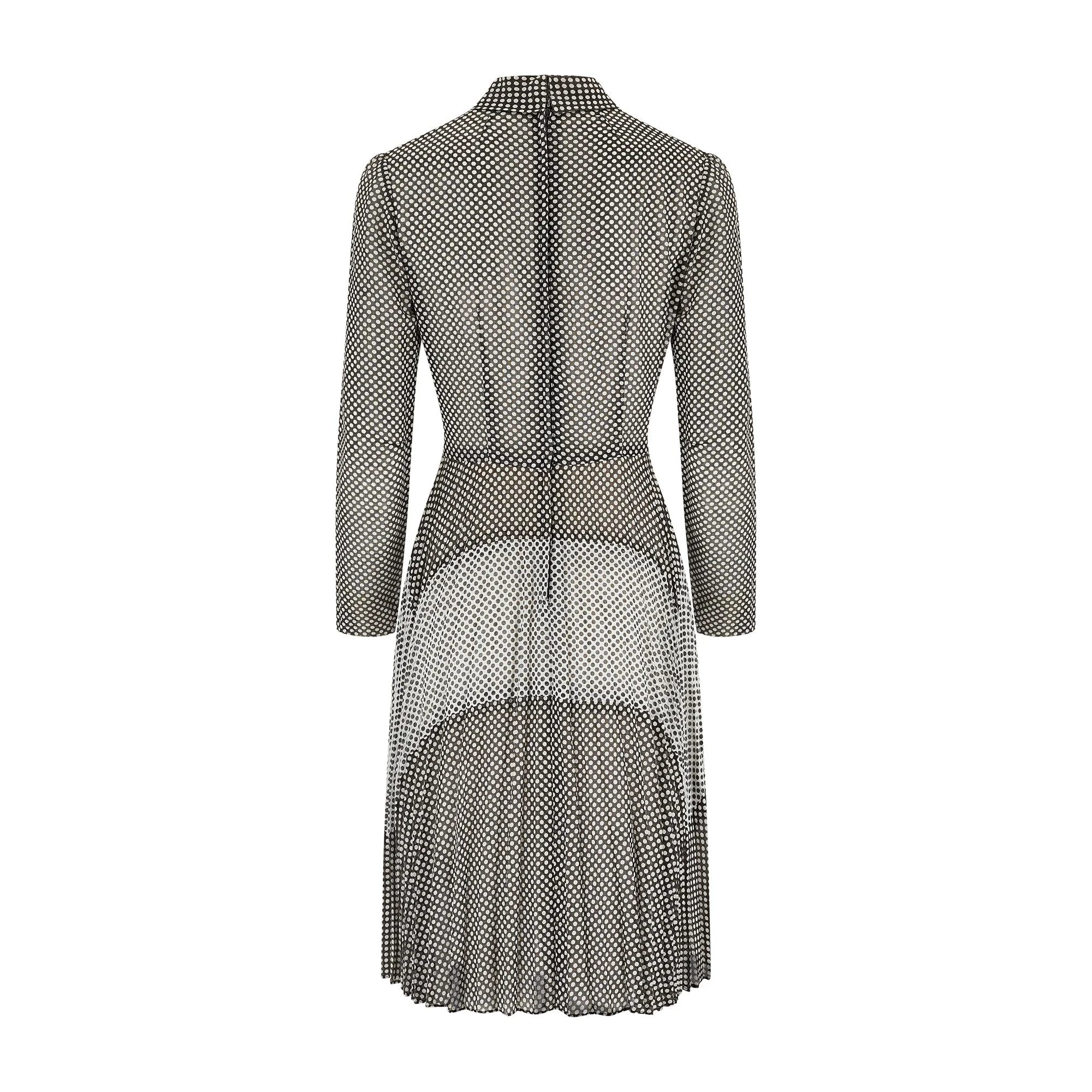 1970s Berkertex Cotton Monochrome Polka Dot Print Dress - Image 3