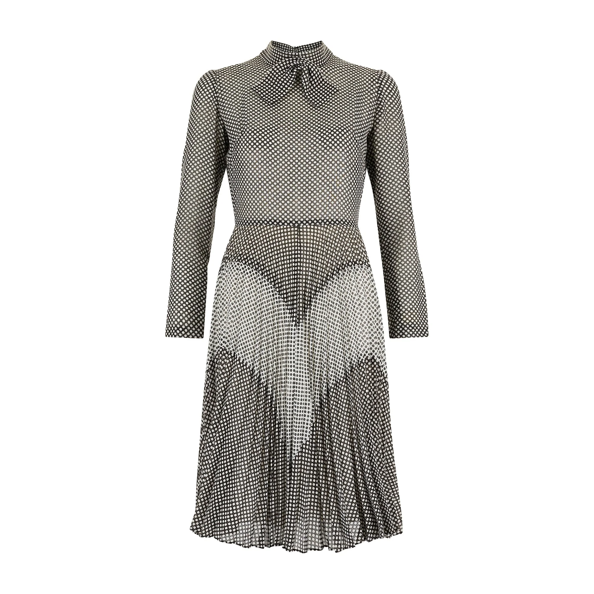 1970s Berkertex Cotton Monochrome Polka Dot Print Dress - Image 6