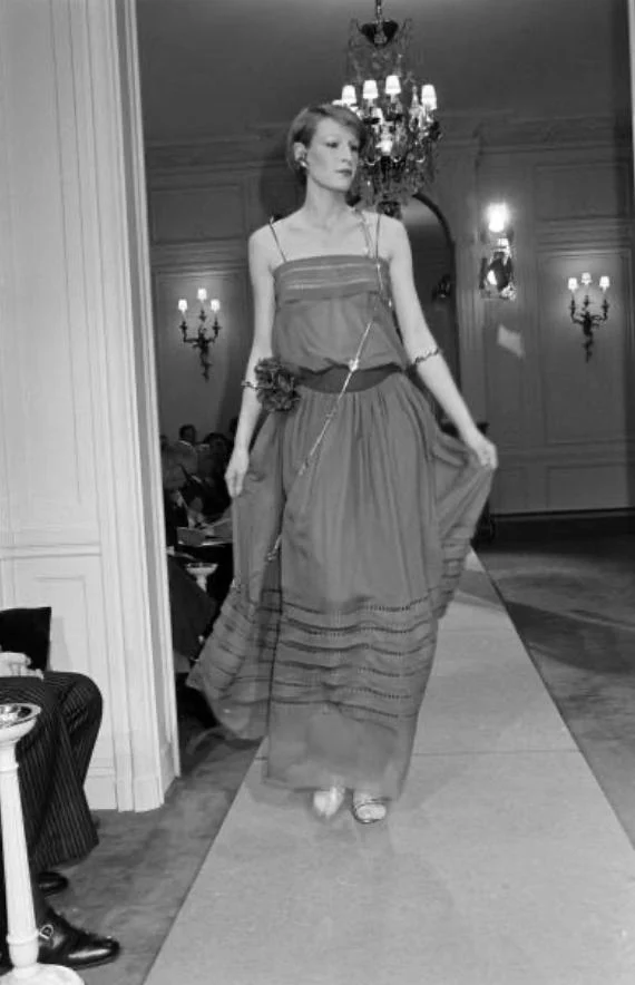 1970s Christian Dior Butterscotch Silk Sequin Trimmed Midi Dress - Image 20