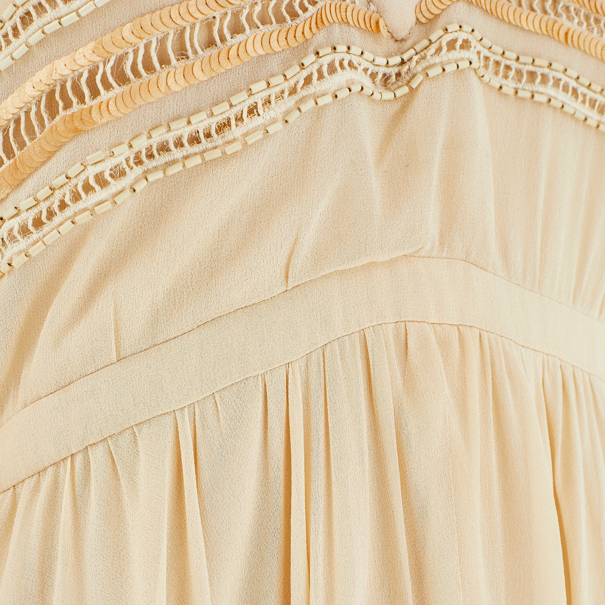 1970s Christian Dior Butterscotch Silk Sequin Trimmed Midi Dress - Image 24