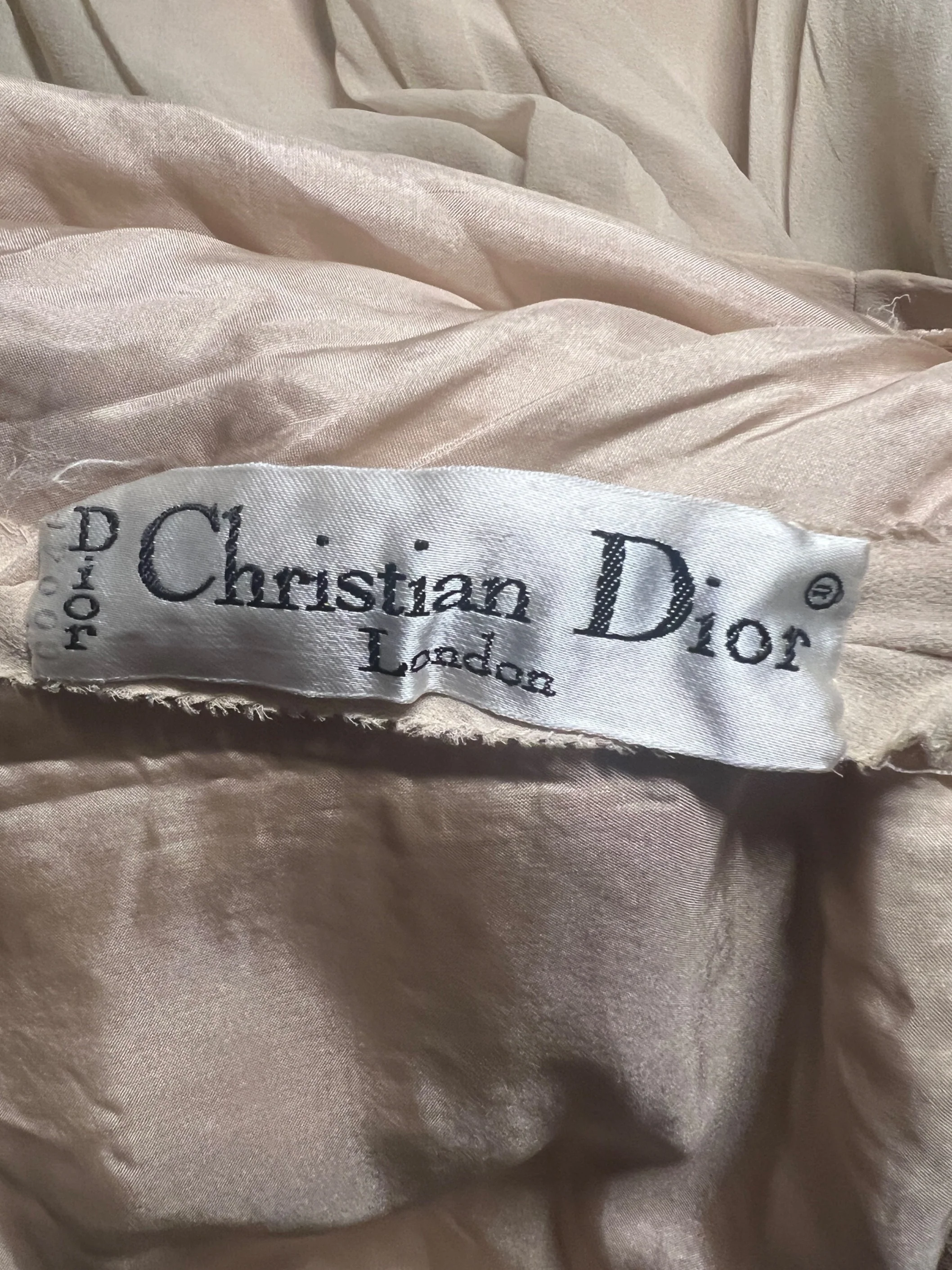 1970s Christian Dior Butterscotch Silk Sequin Trimmed Midi Dress - Image 5