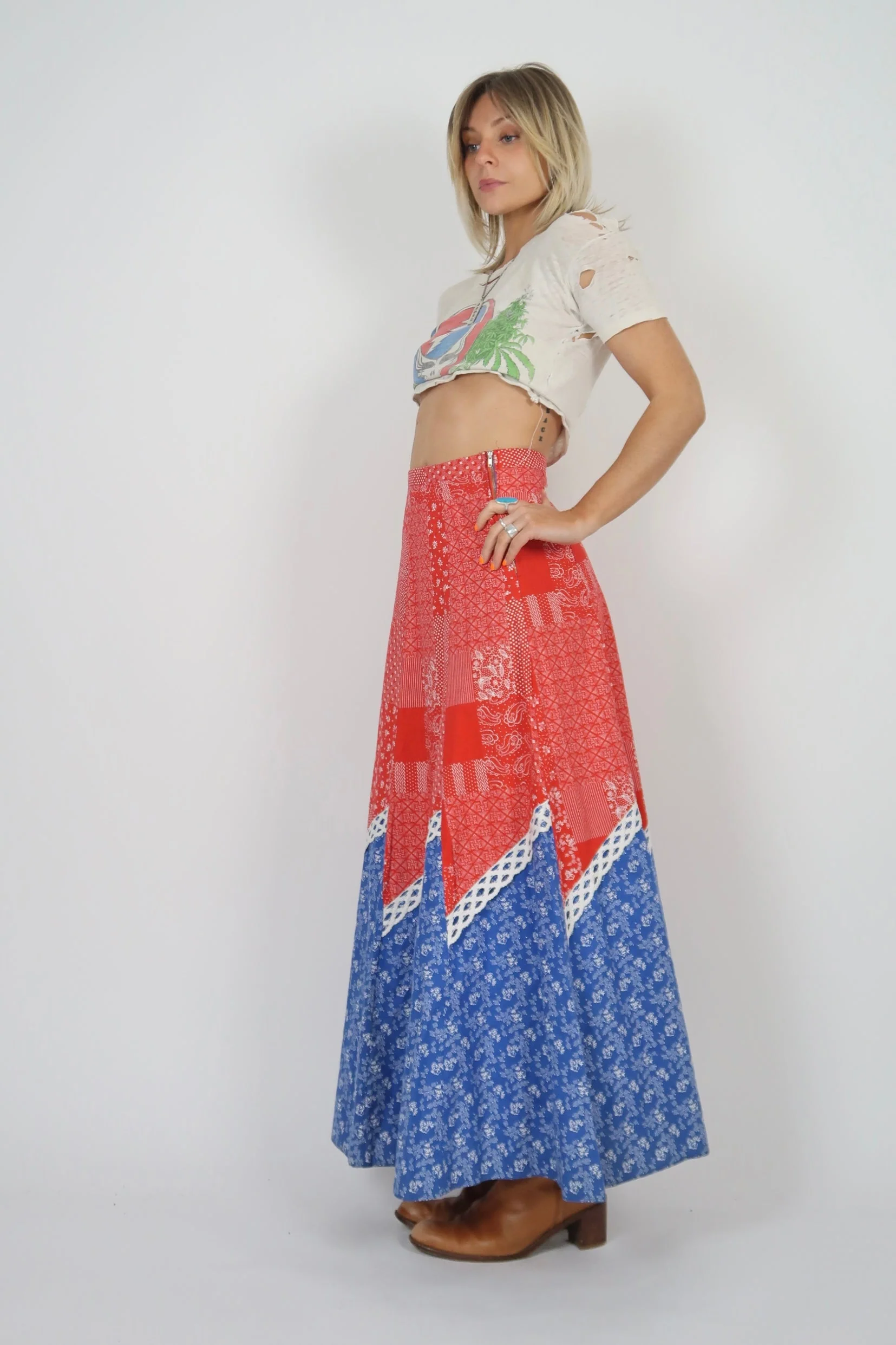1970s cotton maxi skirt - Image 10