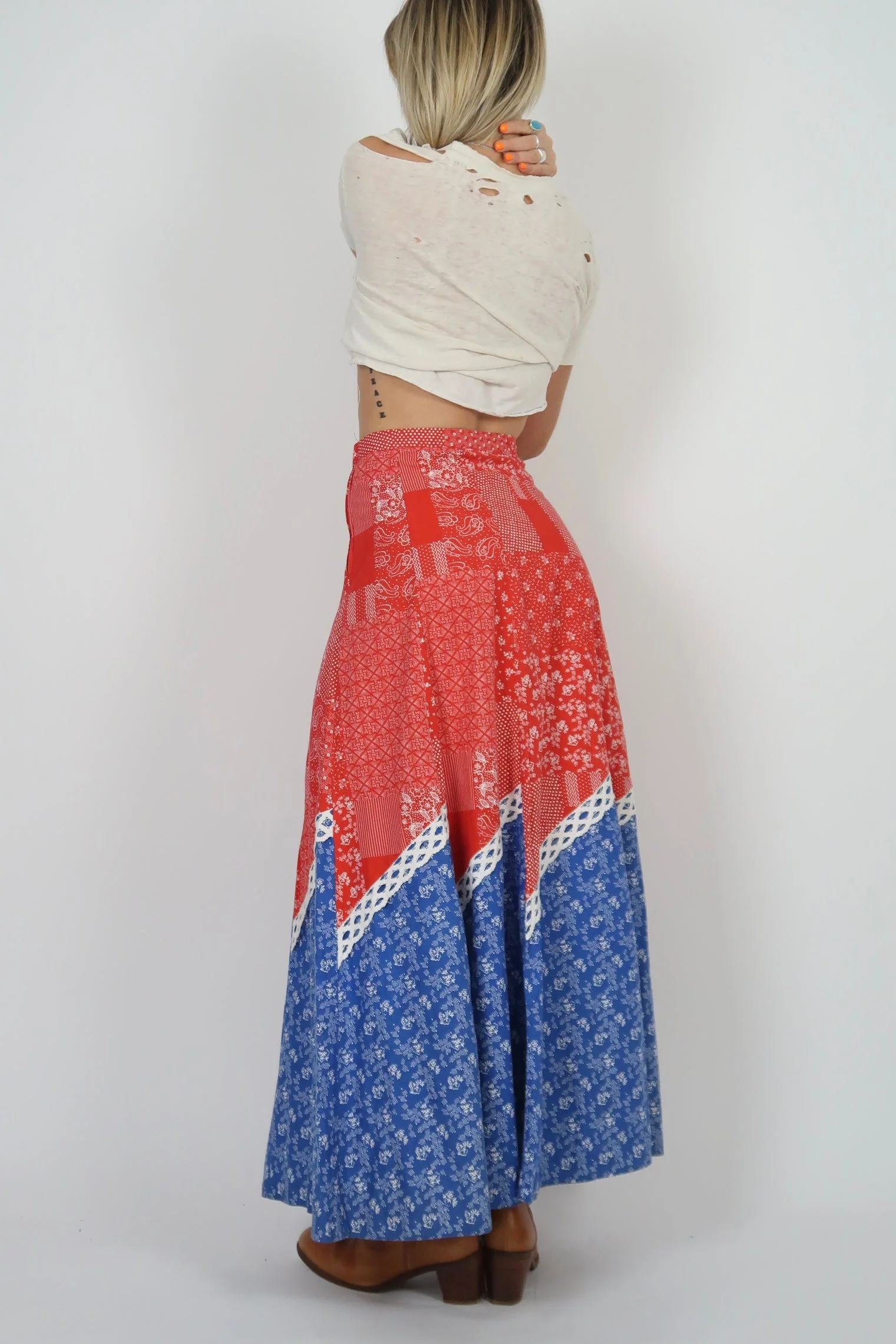 1970s cotton maxi skirt - Image 11