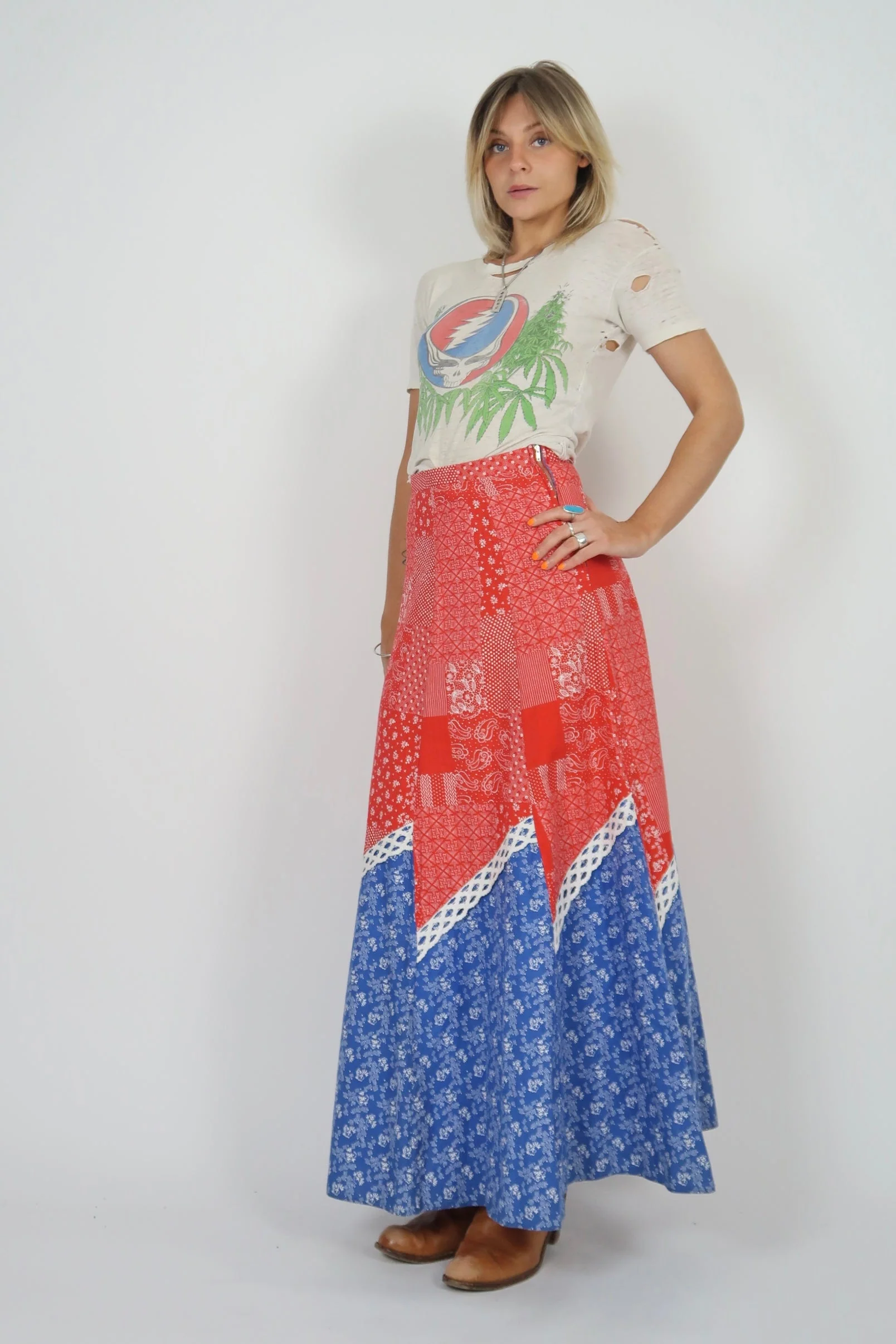 1970s cotton maxi skirt - Image 7