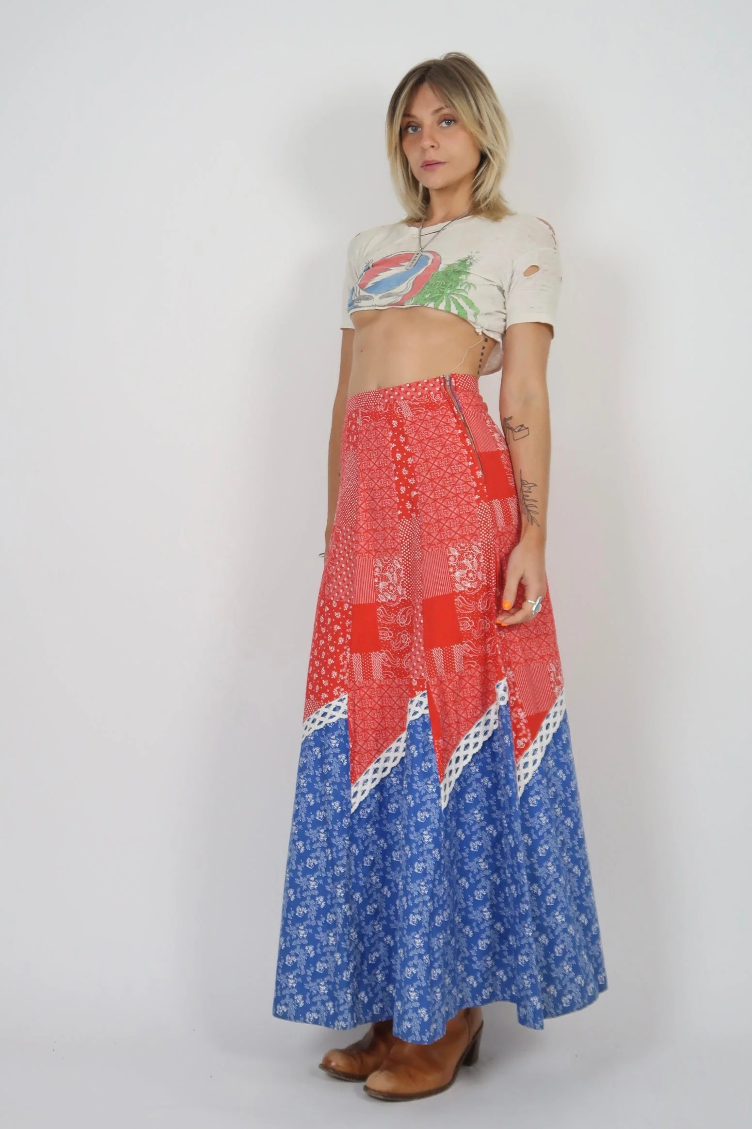1970s cotton maxi skirt - Image 8