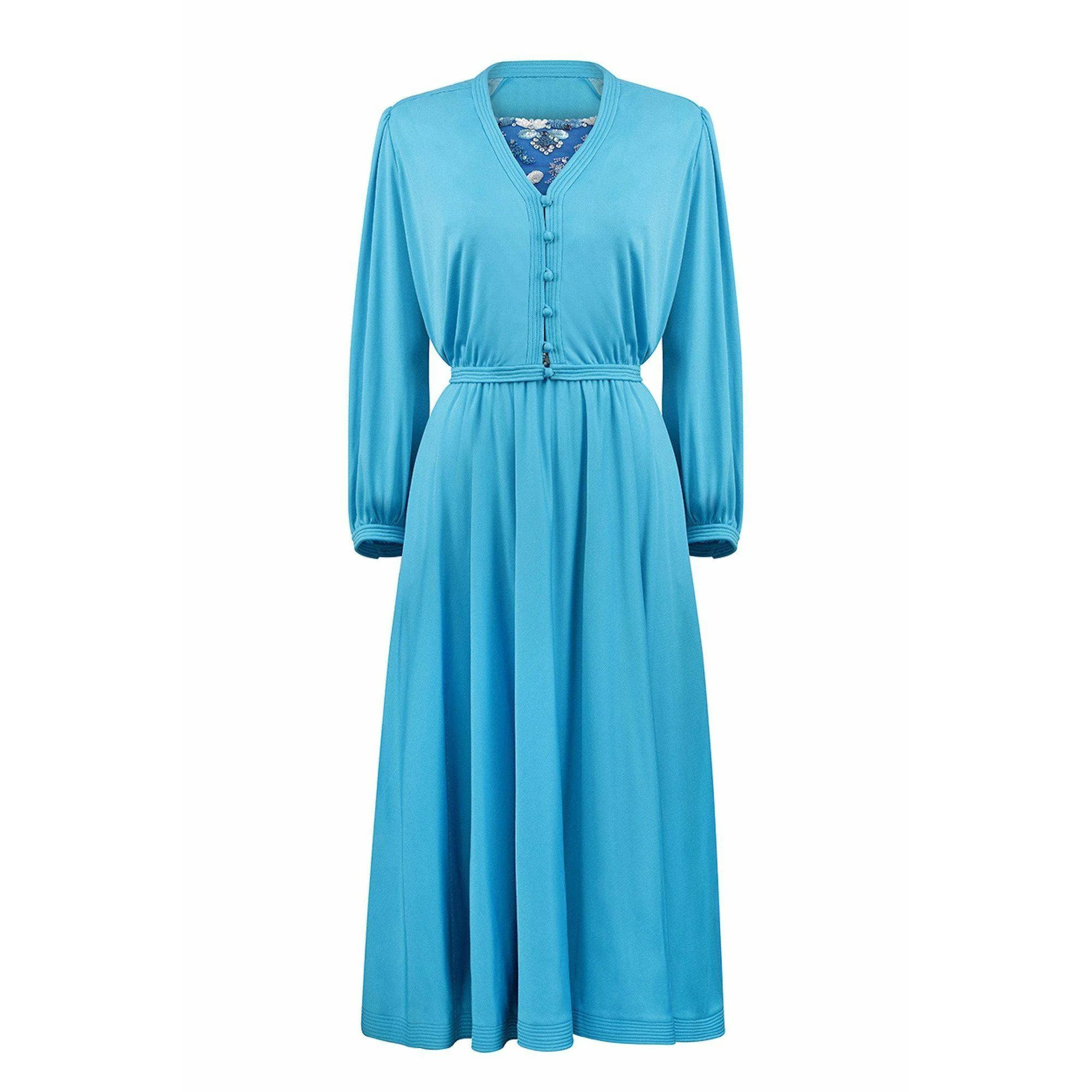 1970s Couture Silk Jersey Dress and Jacket With Sequin Bodice - Image 3