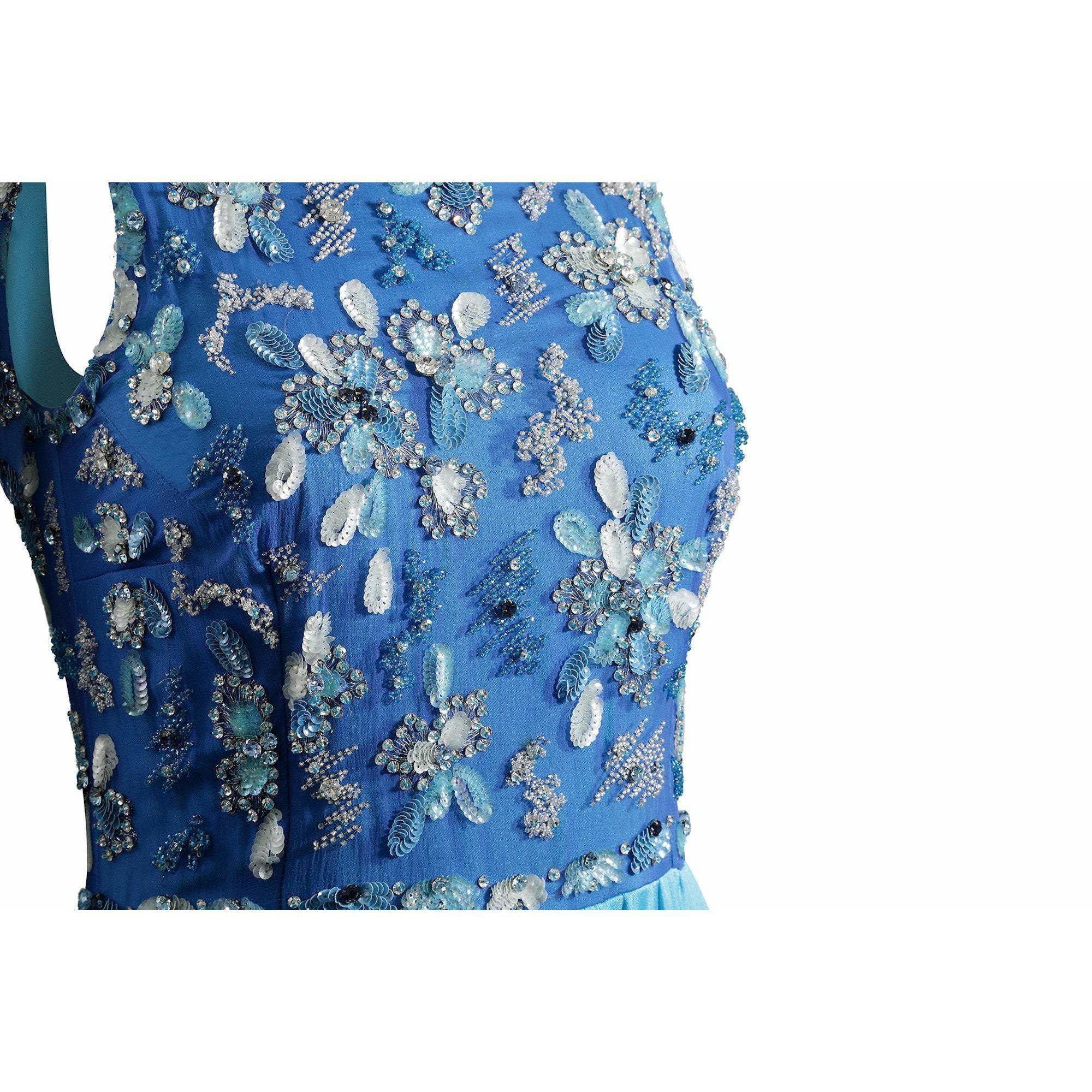 1970s Couture Silk Jersey Dress and Jacket With Sequin Bodice - Image 5