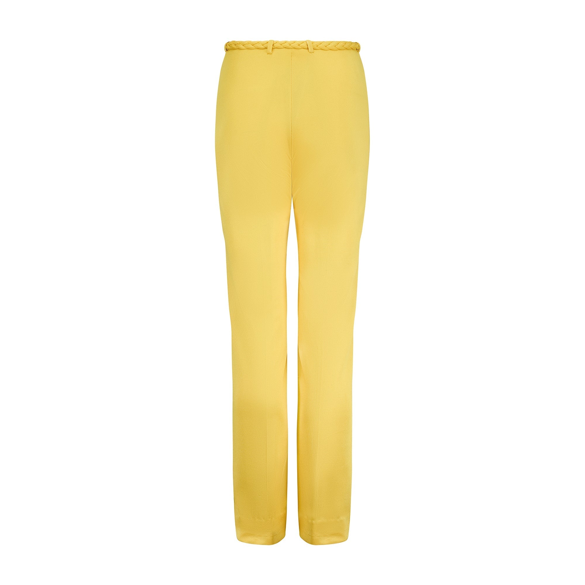 1970s Dana Yellow Jersey Crop Top and Trousers with Braid Detail - Image 12