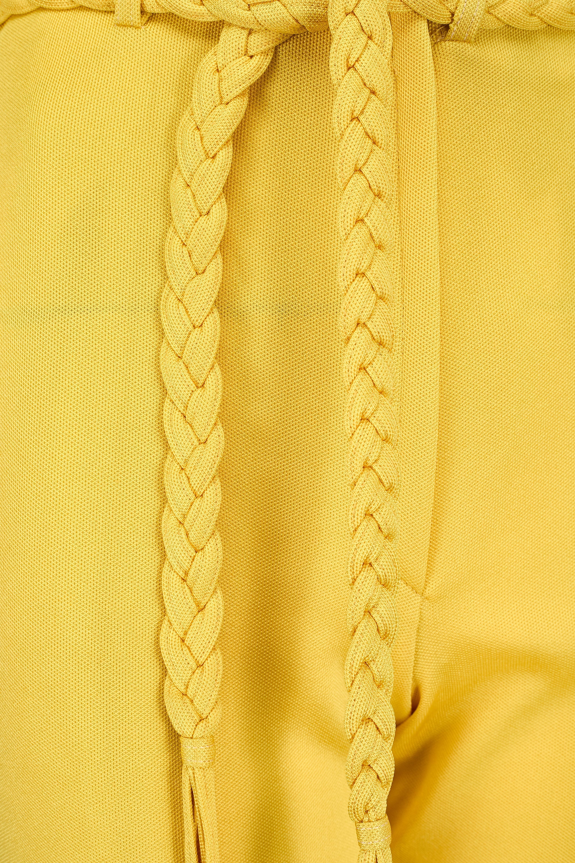 1970s Dana Yellow Jersey Crop Top and Trousers with Braid Detail - Image 13