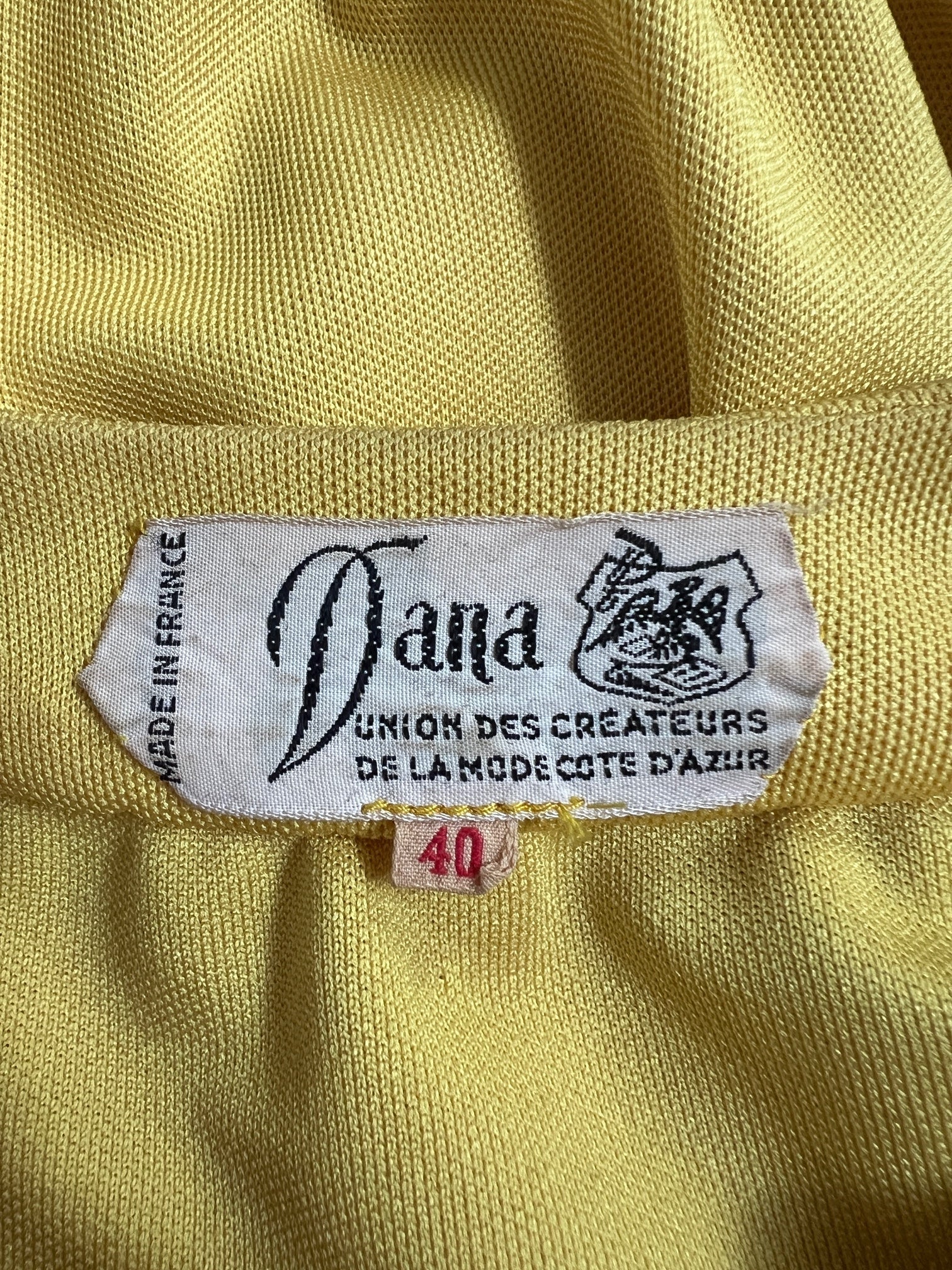 1970s Dana Yellow Jersey Crop Top and Trousers with Braid Detail - Image 7