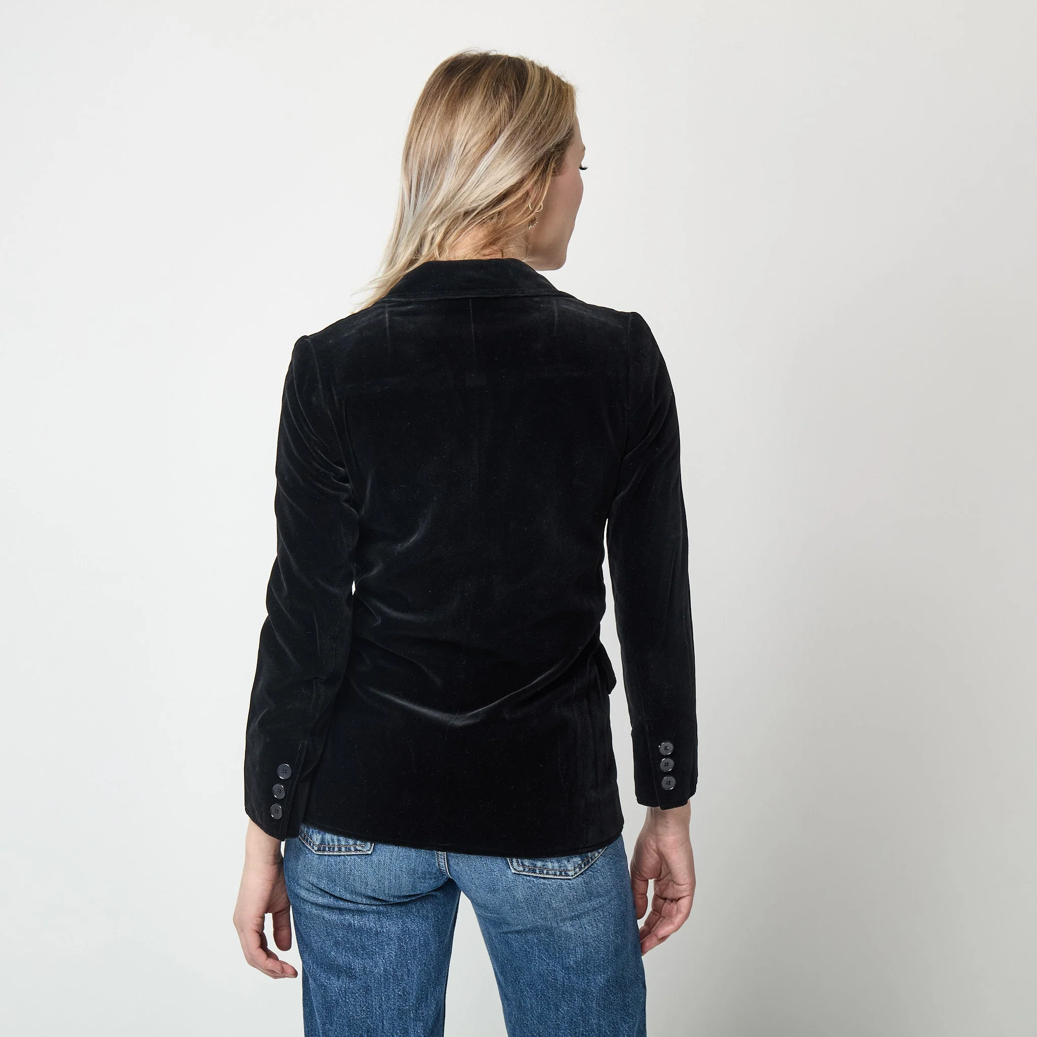 1970s Givenchy Nouvelle Boutique Black Velvet Double Breasted Jacket - Image 18