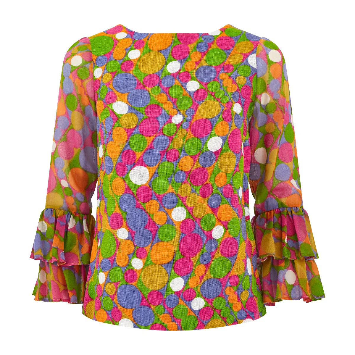 1970s Glen Sportique Polka Dot Print Linen Cotton Blouse - Image 9
