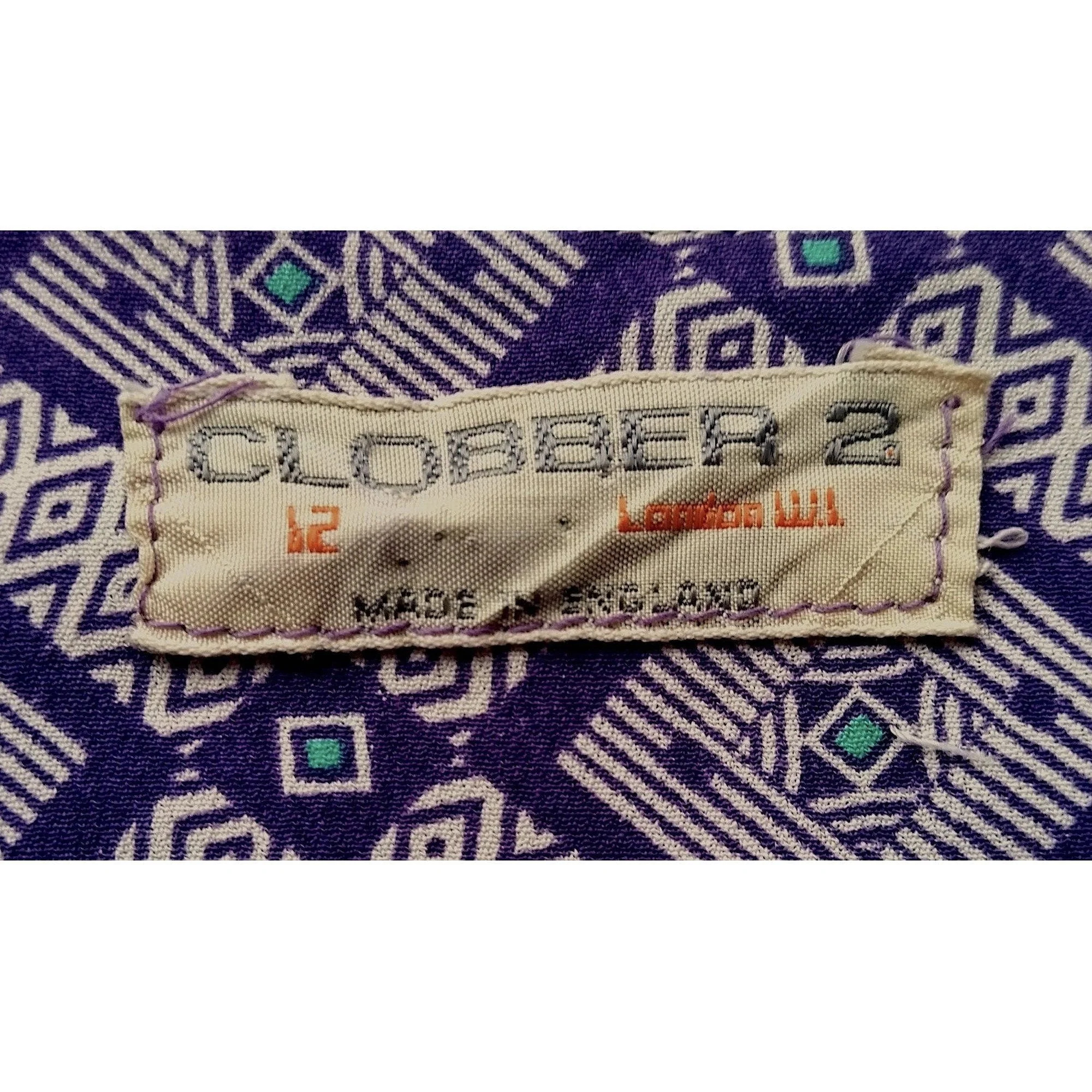 1970s Jeff Banks Geometric Purple Blouse - Image 3