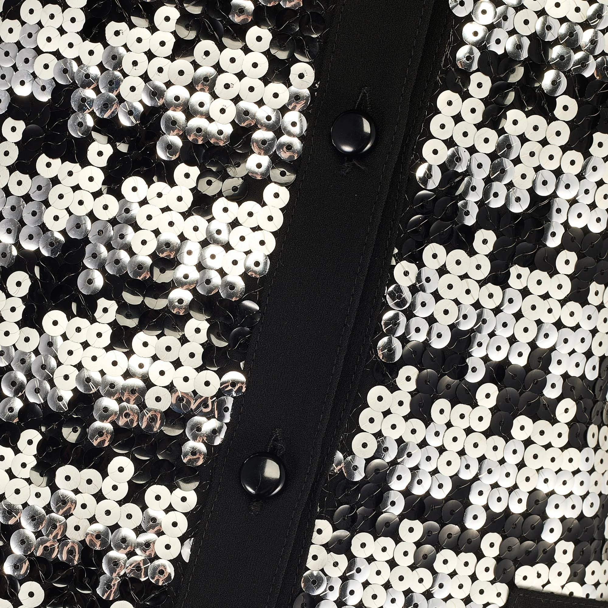 1970s Louis Feraud Black Silver Sequin Waistcoat - Image 4