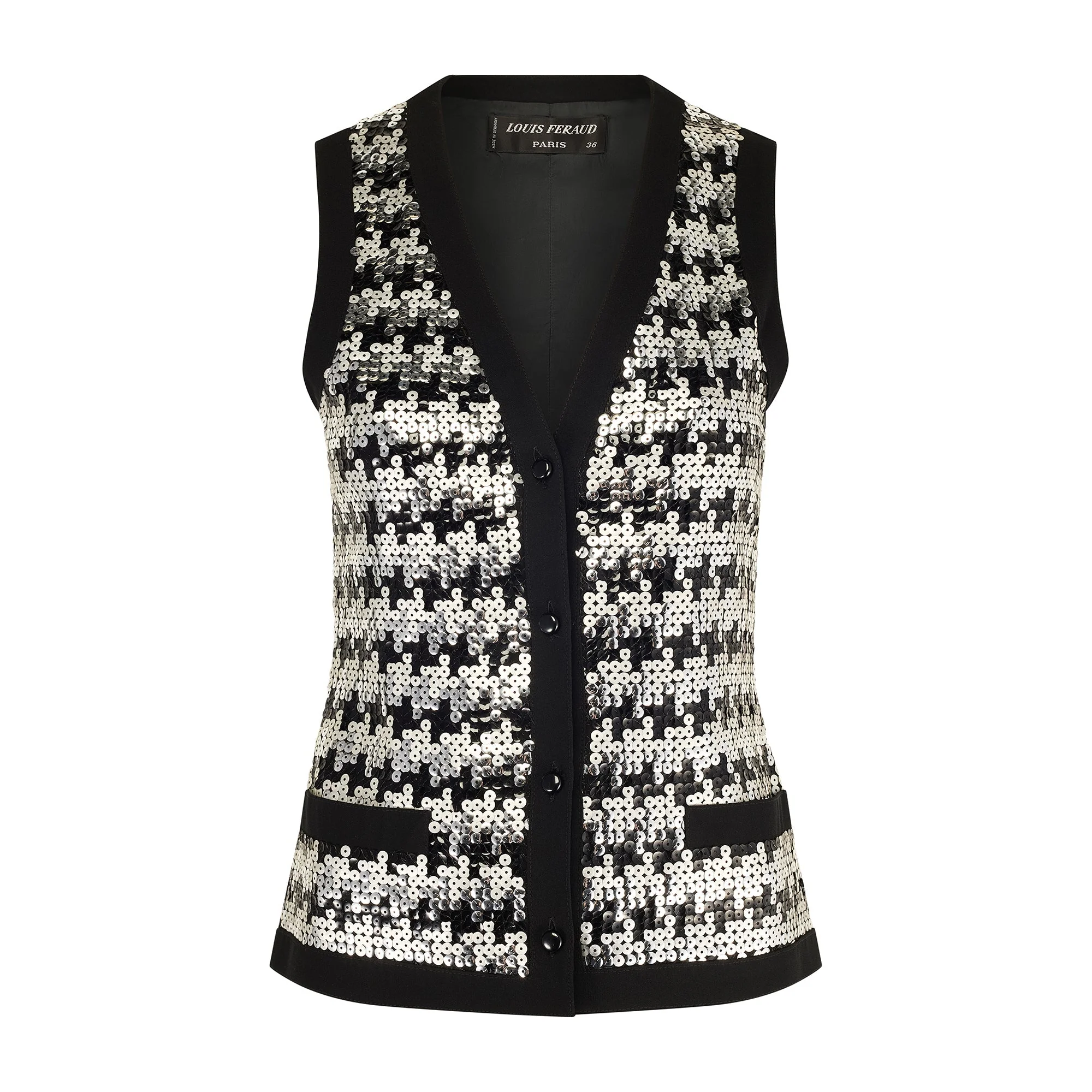 1970s Louis Feraud Black Silver Sequin Waistcoat - Image 6