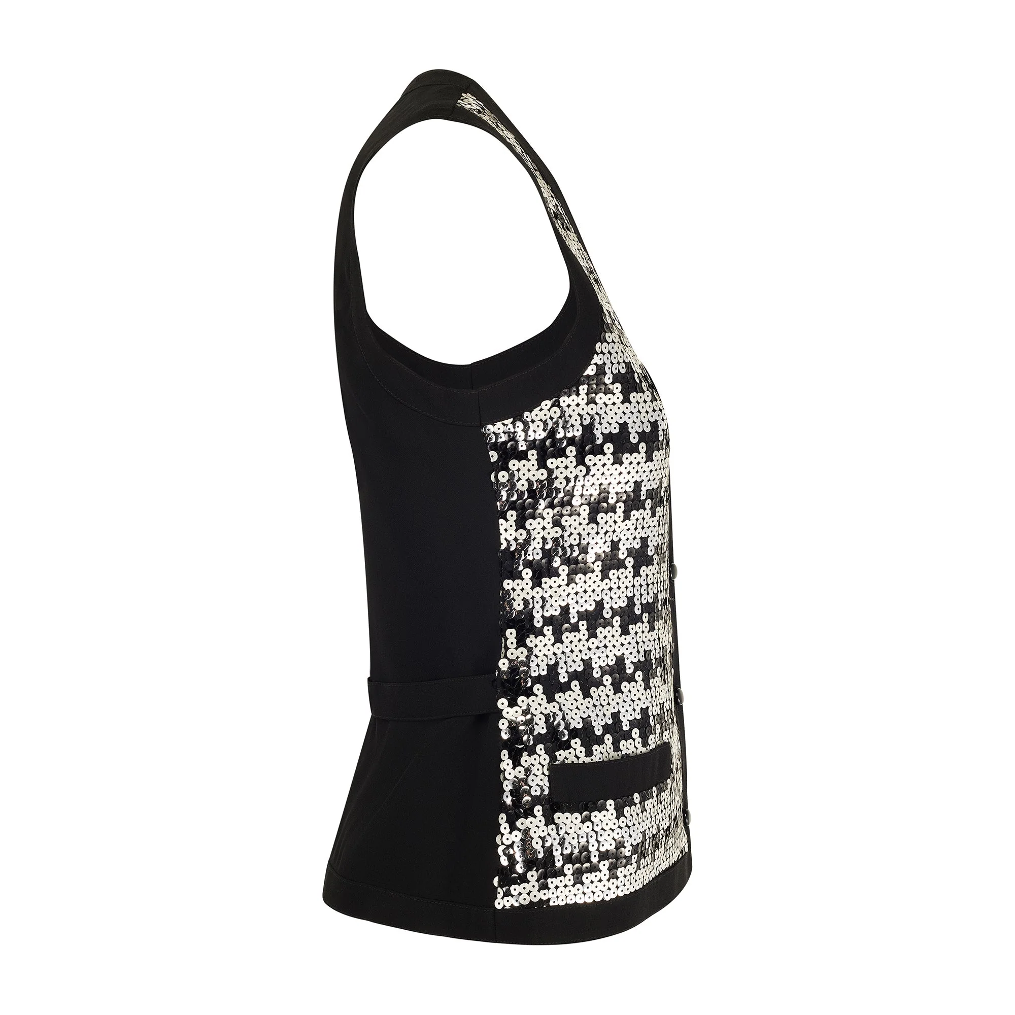 1970s Louis Feraud Black Silver Sequin Waistcoat - Image 7