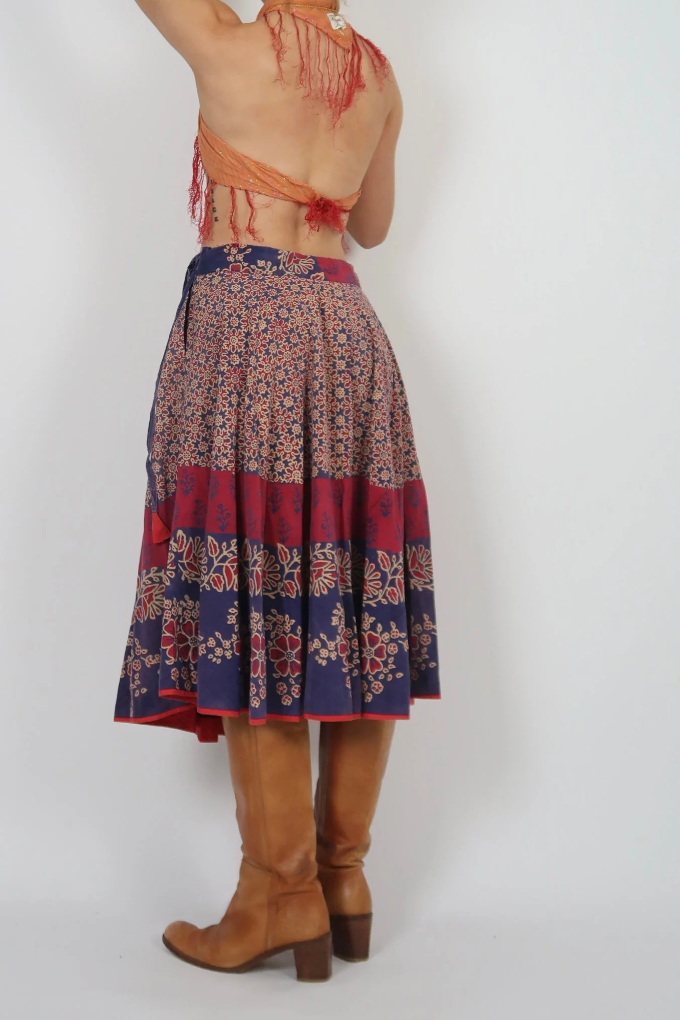1970s wood block printed midi skirt - Image 7