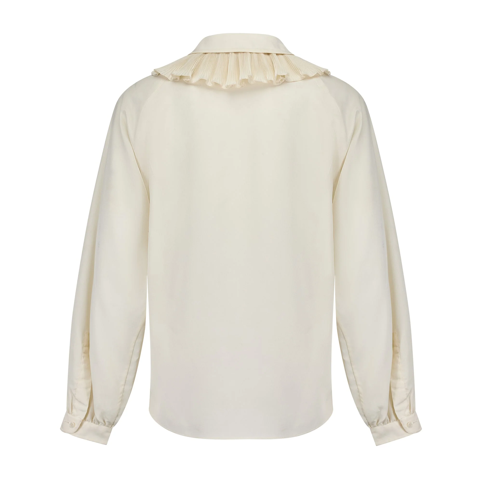 1970s Zandra Rhodes Cream Blouse with Removable Ruffle Collar - Image 3