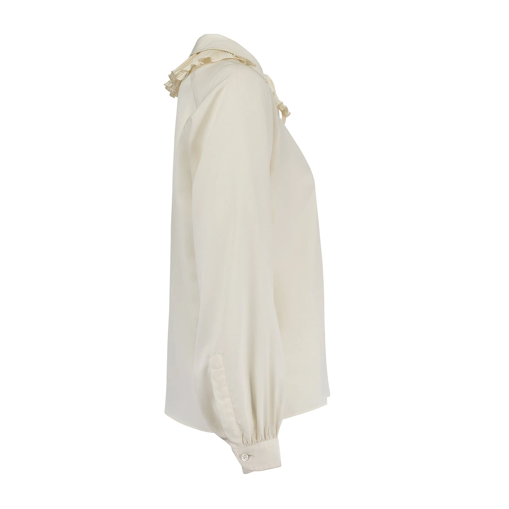 1970s Zandra Rhodes Cream Blouse with Removable Ruffle Collar - Image 9