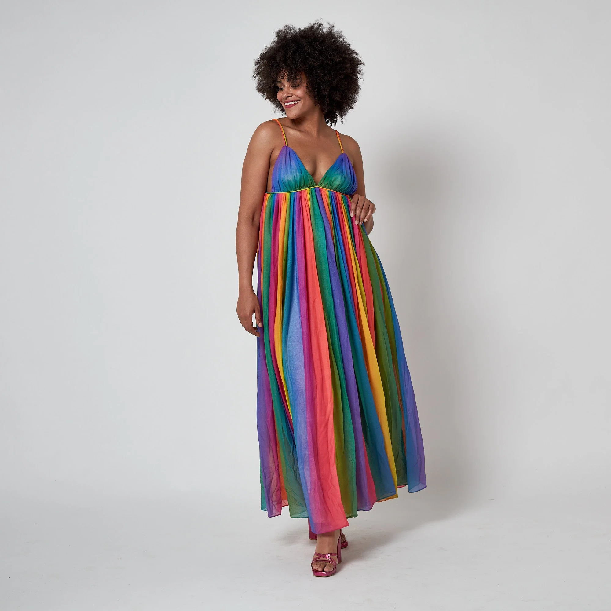 1974 Documented Jean Varon Rainbow Maxi Dress - Image 18