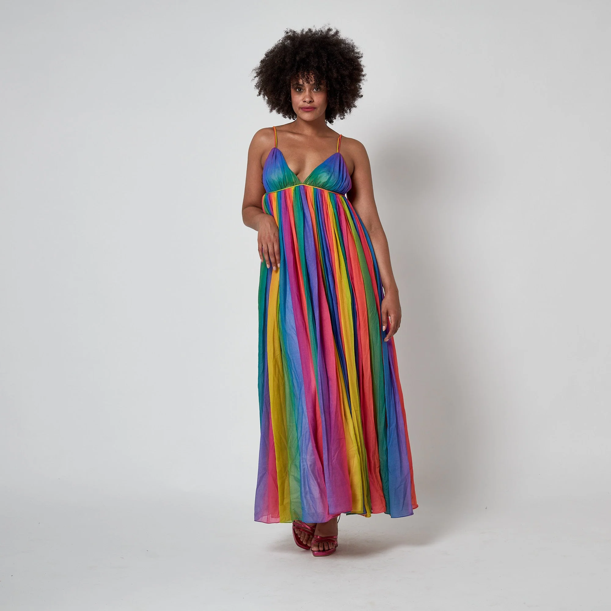 1974 Documented Jean Varon Rainbow Maxi Dress - Image 6