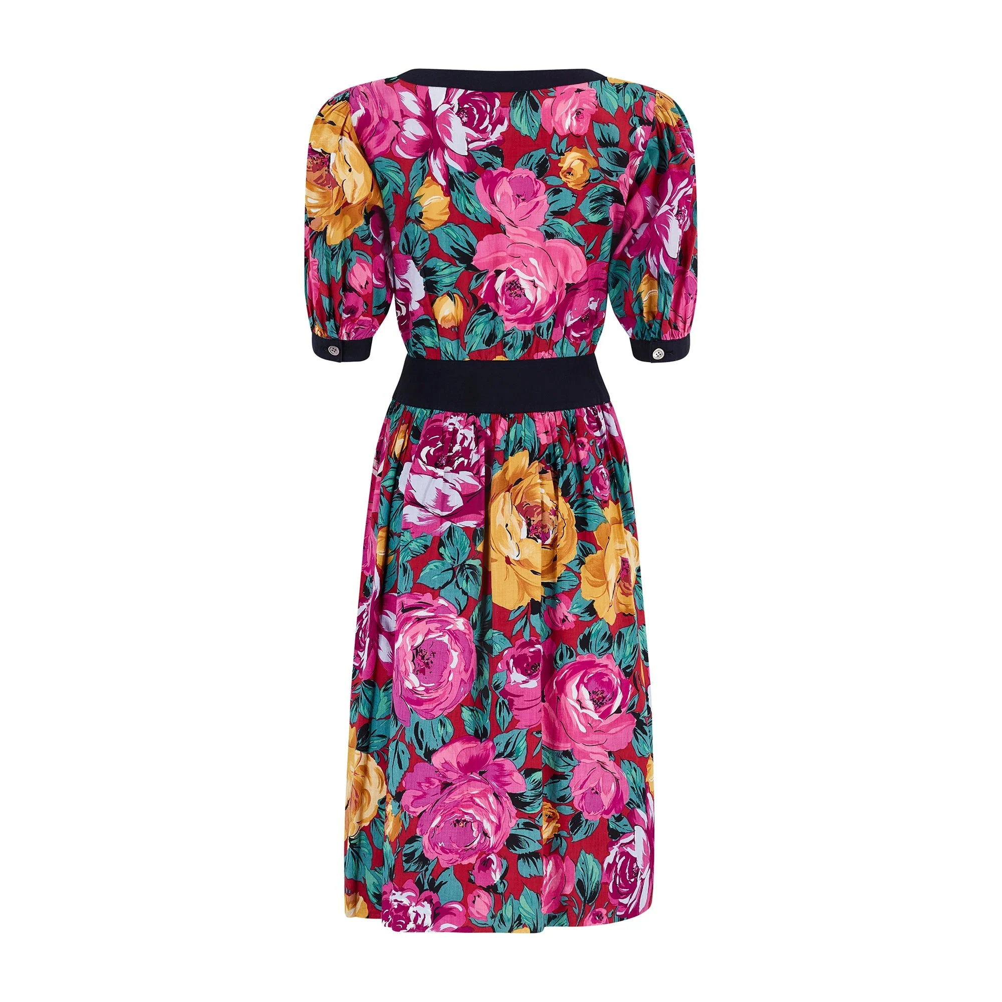 1980s Hanae Mori Cotton Floral Midi-Dress - Image 3