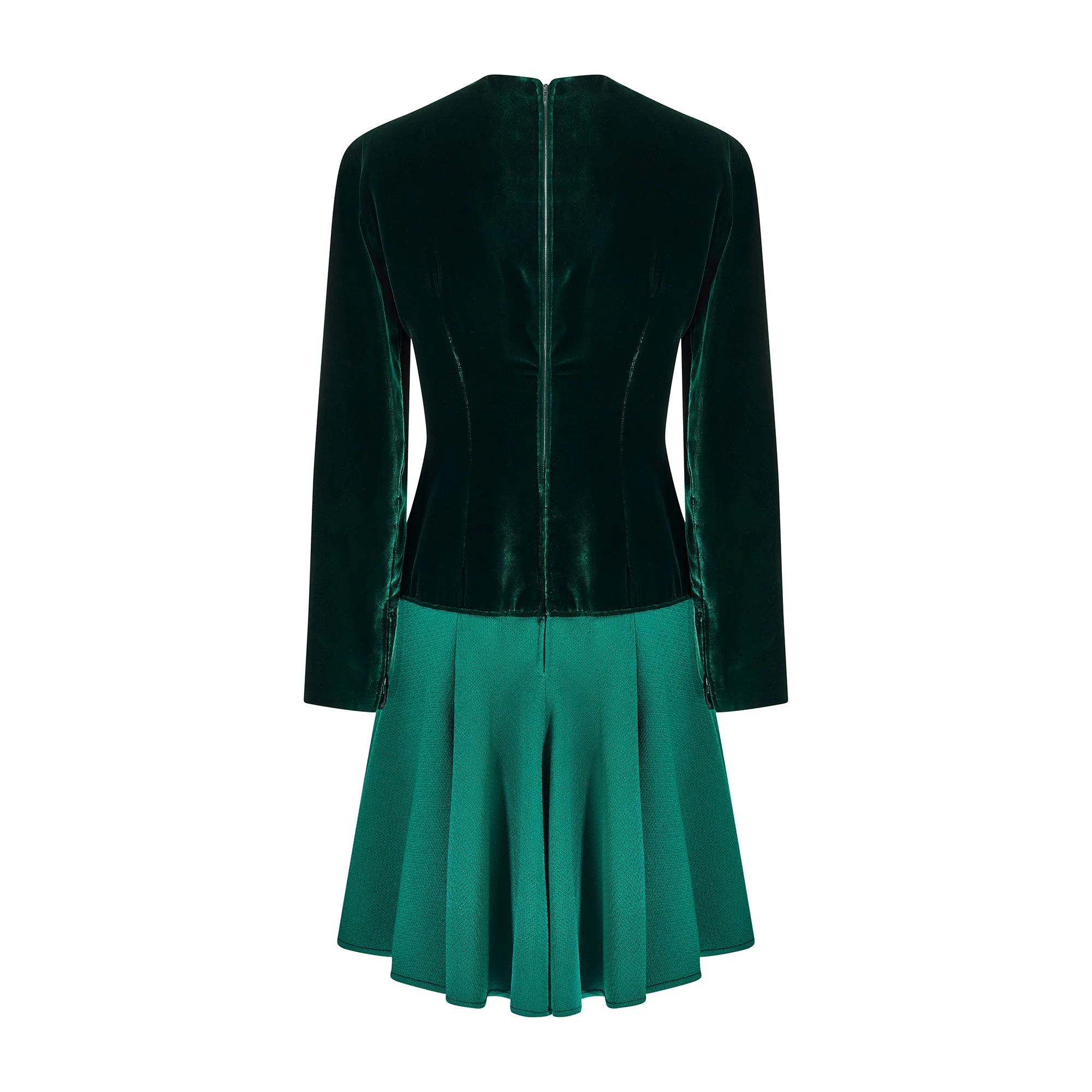 1983 Valentino Haute Couture Emerald Green Velvet and Wool Dress - Image 18