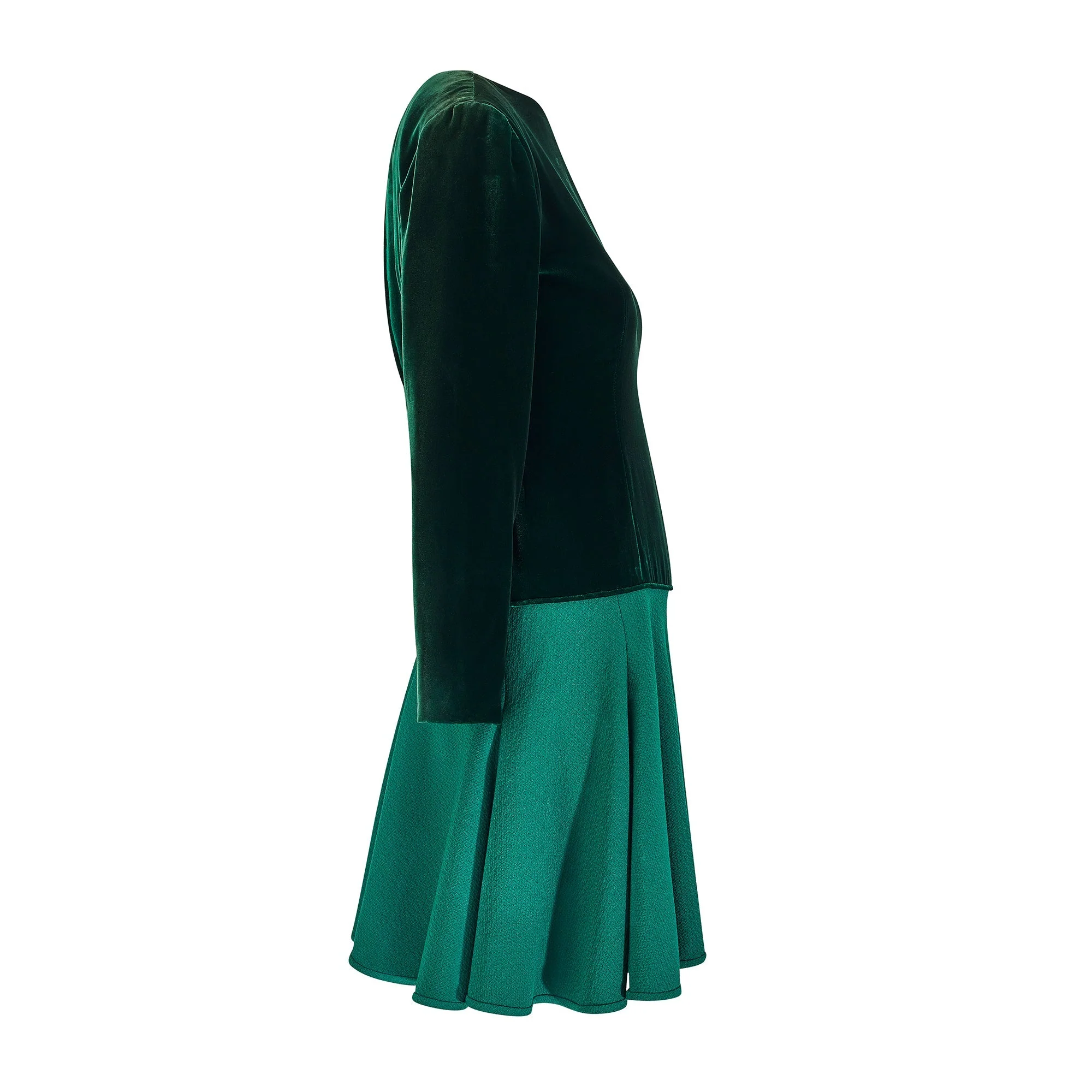 1983 Valentino Haute Couture Emerald Green Velvet and Wool Dress - Image 26