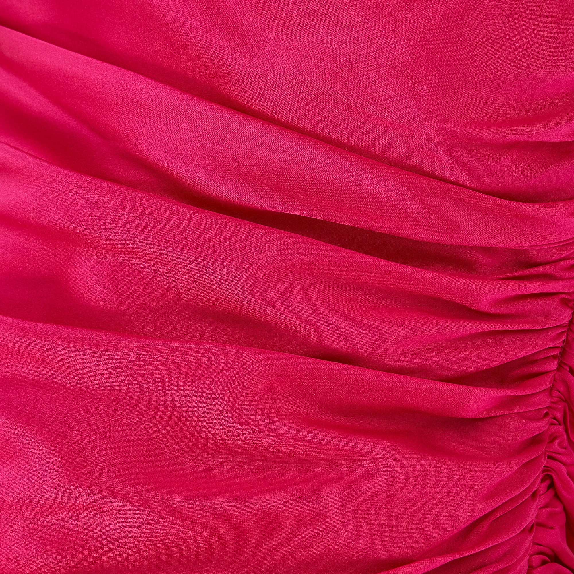 1990s Fuchsia Silk Halter-Neck Midi Dress - Image 12