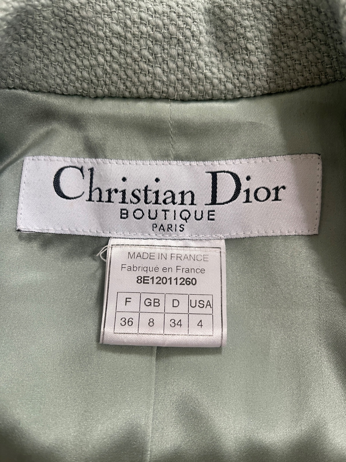 1998 Christian Dior Runway Documented Seafoam Green Elongated Jacket - Image 10