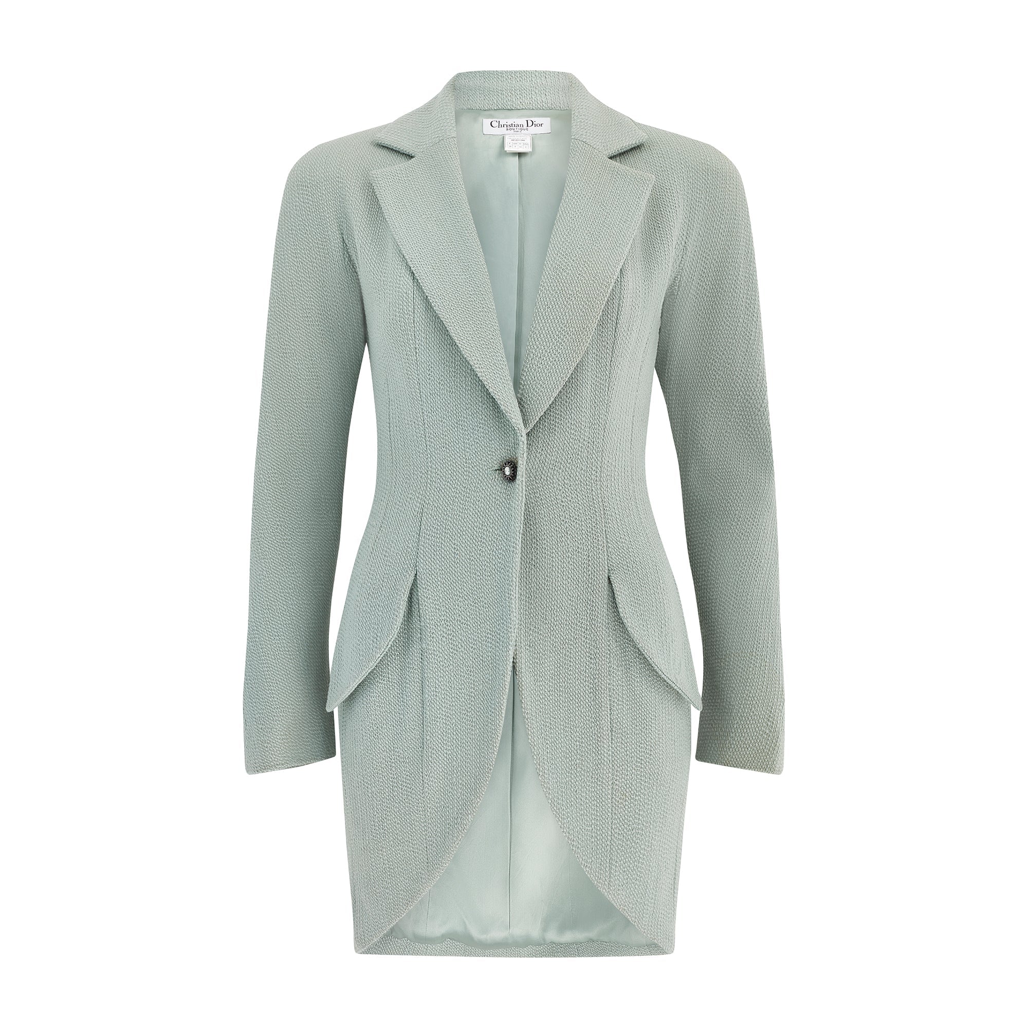 1998 Christian Dior Runway Documented Seafoam Green Elongated Jacket - Image 11