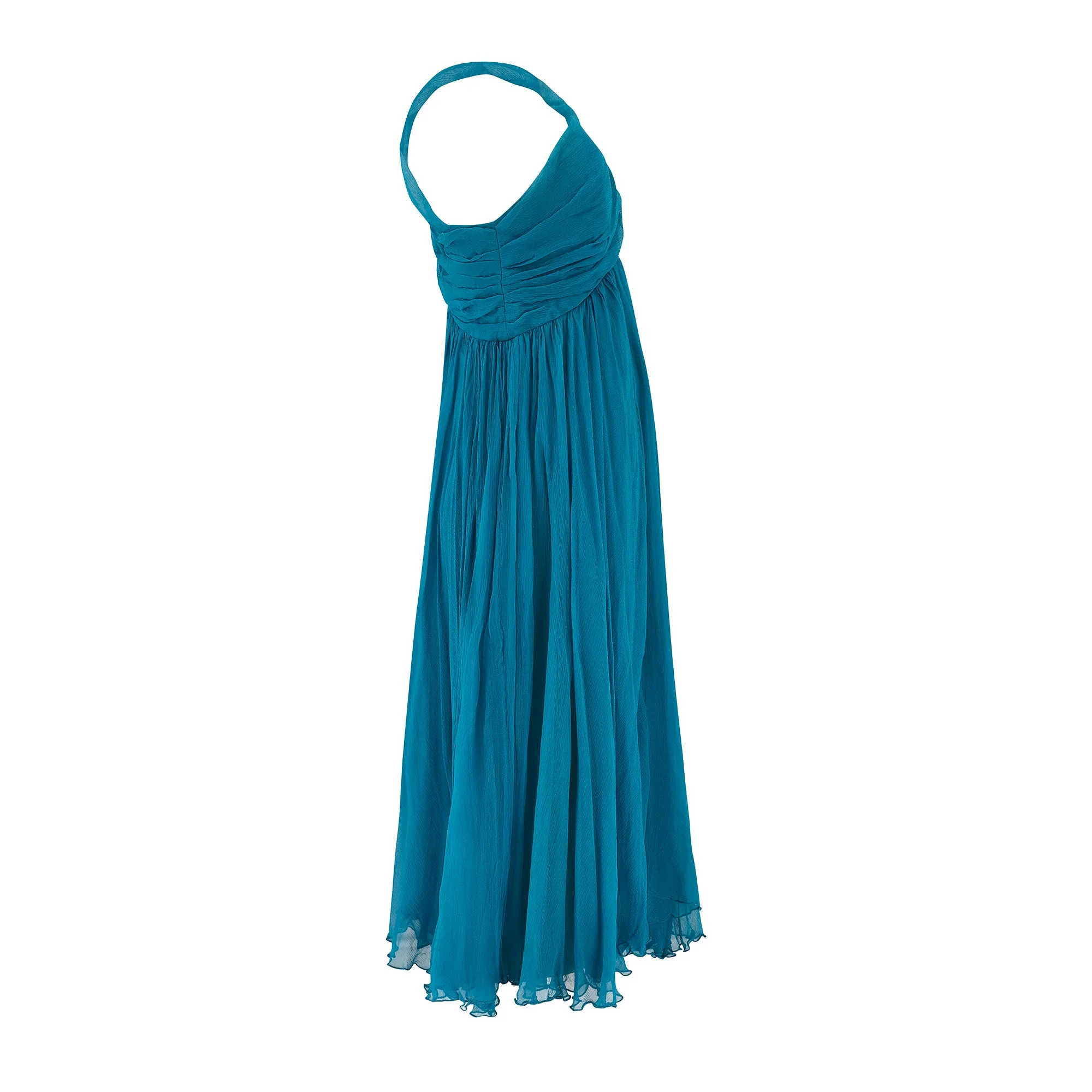 2008 Christian Dior by John Galliano Teal Silk Chiffon Dress - Image 10