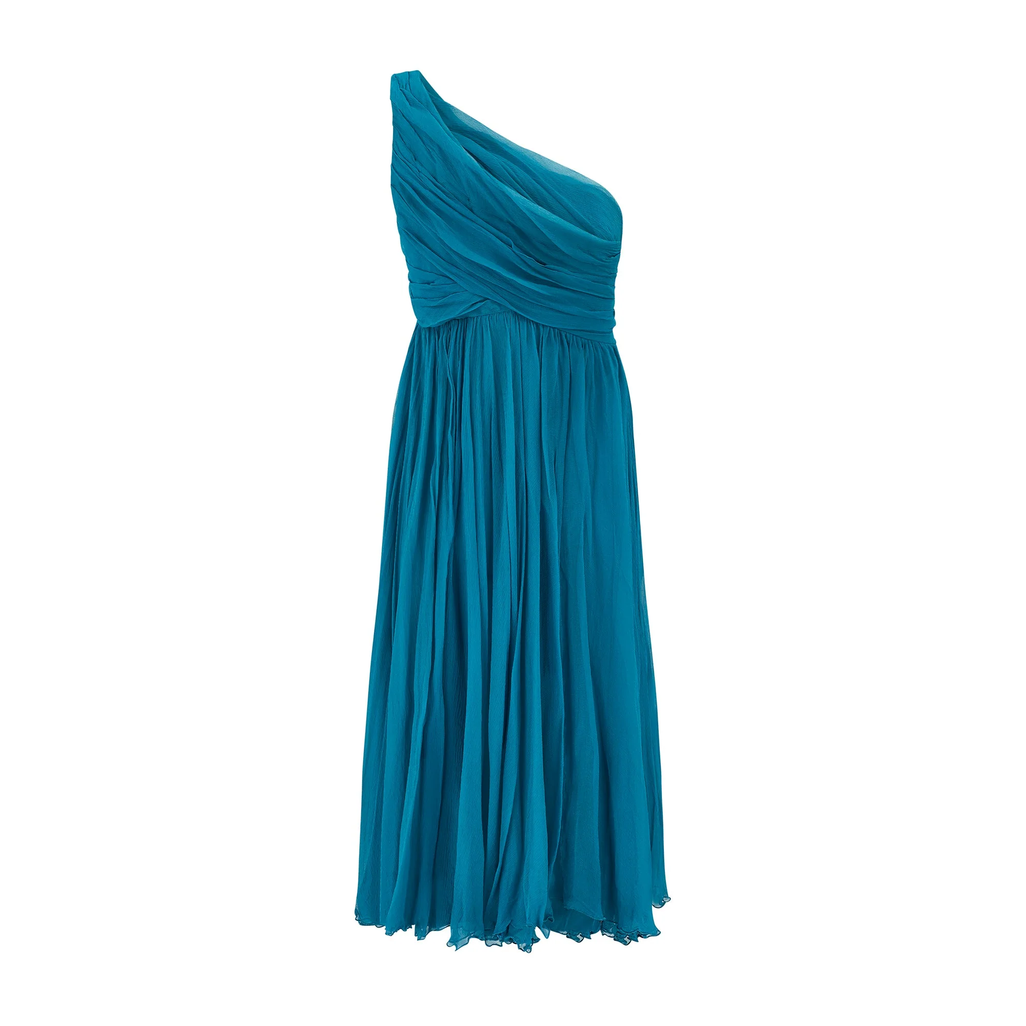2008 Christian Dior by John Galliano Teal Silk Chiffon Dress - Image 11