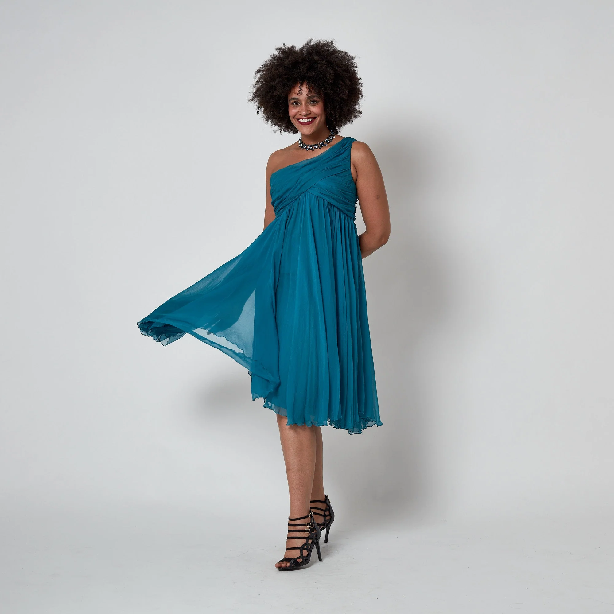 2008 Christian Dior by John Galliano Teal Silk Chiffon Dress - Image 14