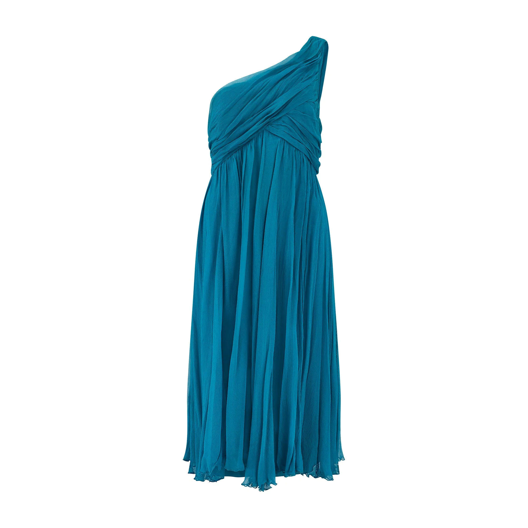 2008 Christian Dior by John Galliano Teal Silk Chiffon Dress - Image 9