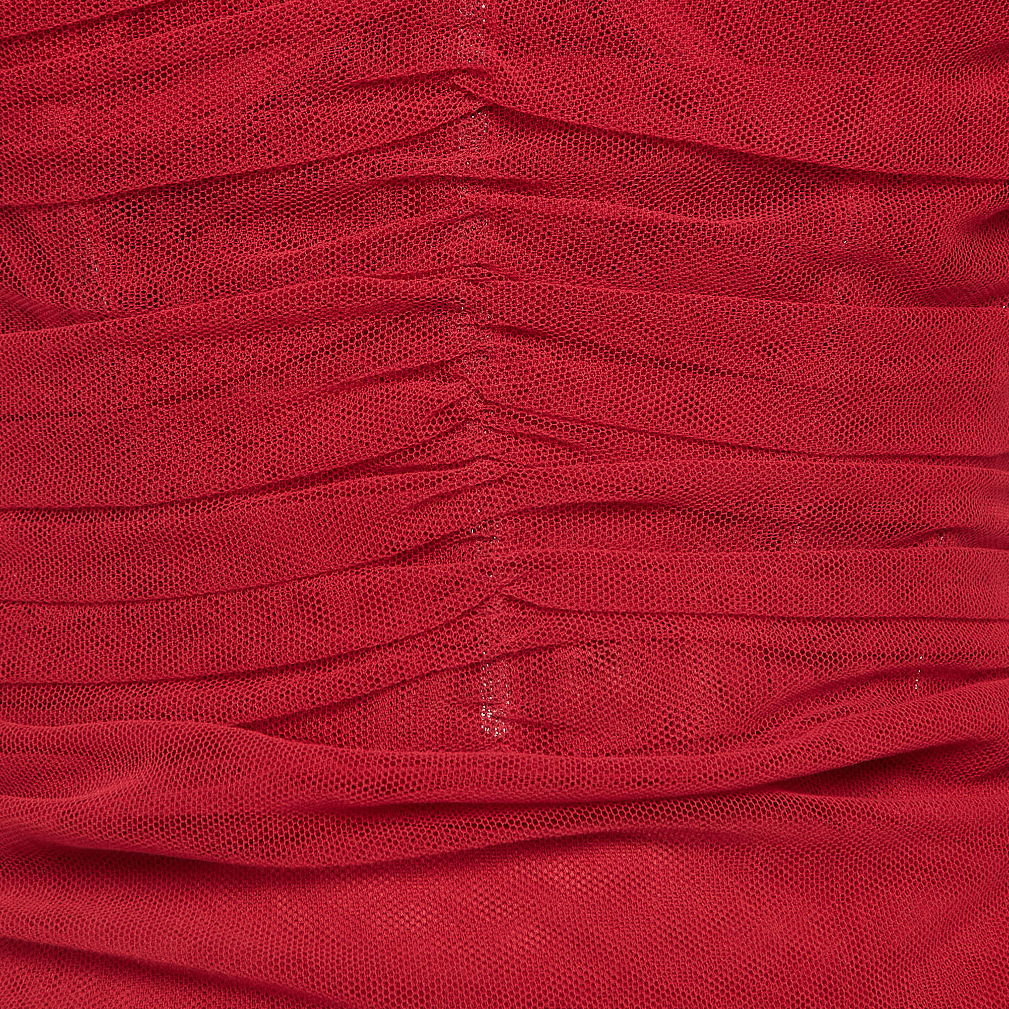 2019 Dolce & Gabbana Runway Documented Red Tulle Corset Midi Dress - Image 10